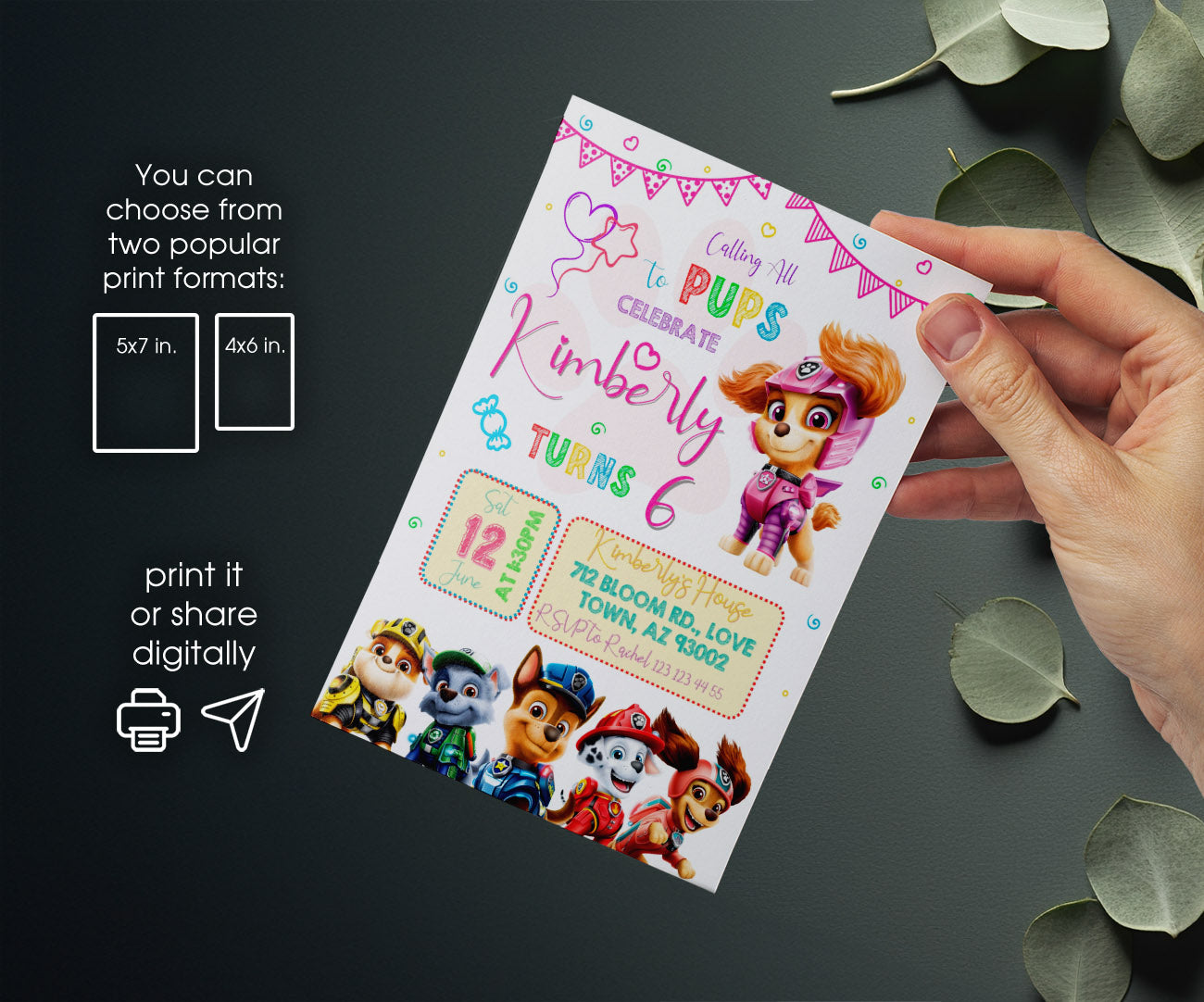 PAW Patrol customizable invitation template | Share or Print | HA320
