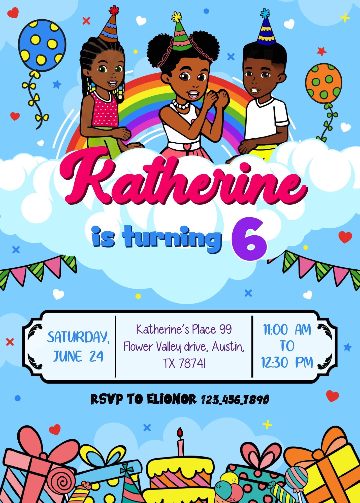 Gracie's Corner Music customizable invitation template | Share or Print | girl | AJ420