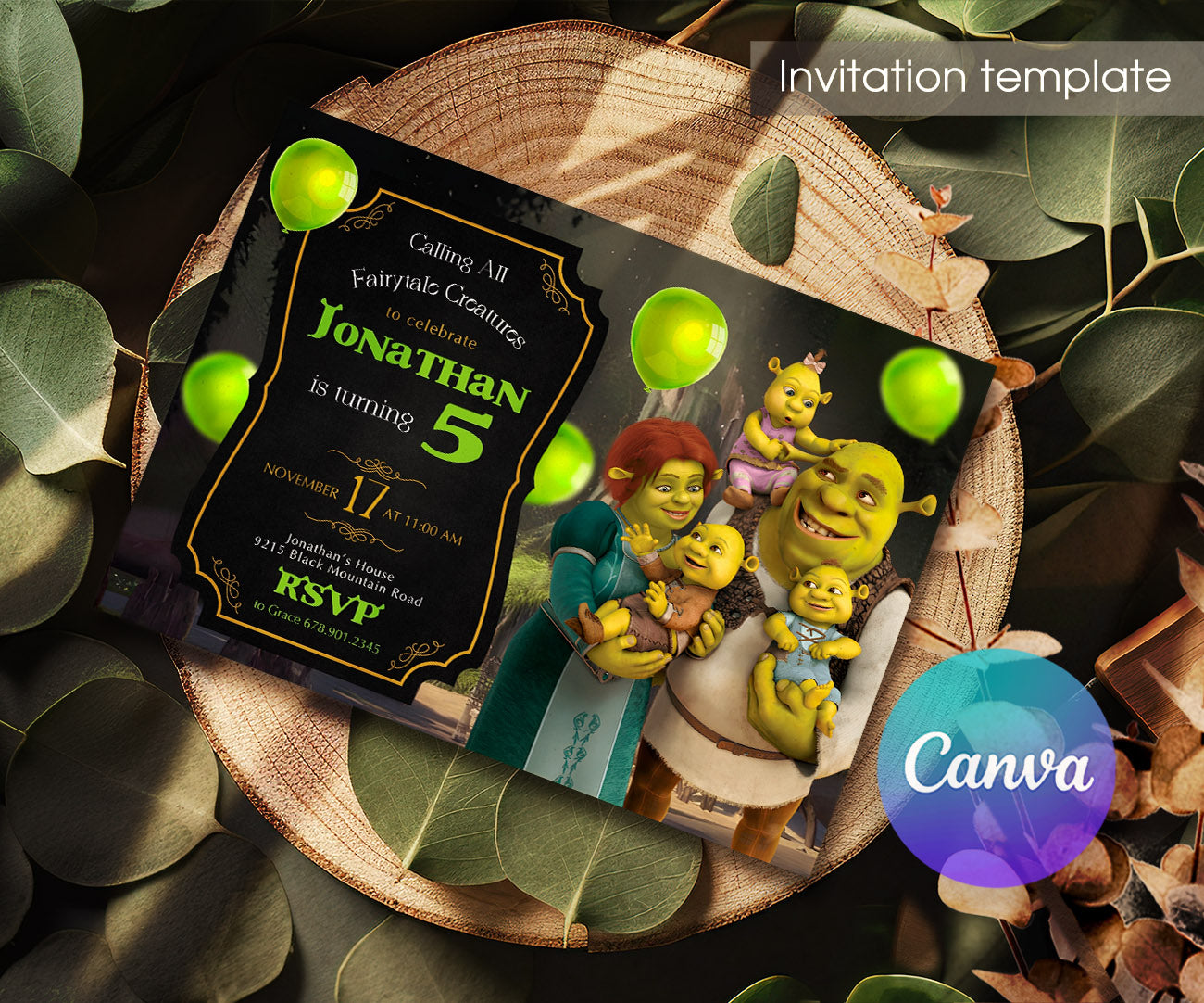Shrek customizable invitation template | Share or Print | DU811