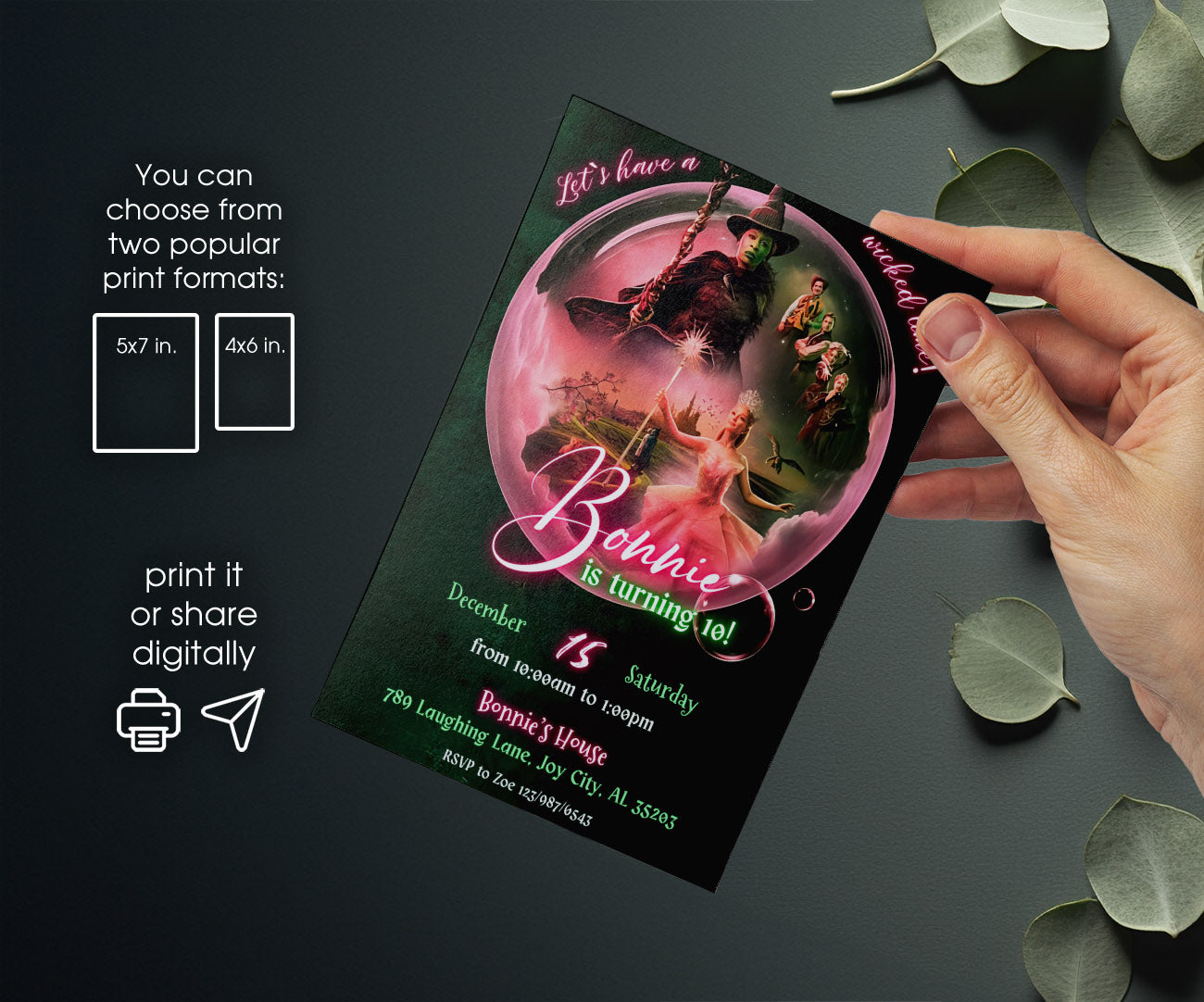 Wicked Musical Movie customizable invitation template | Share or Print | DF141