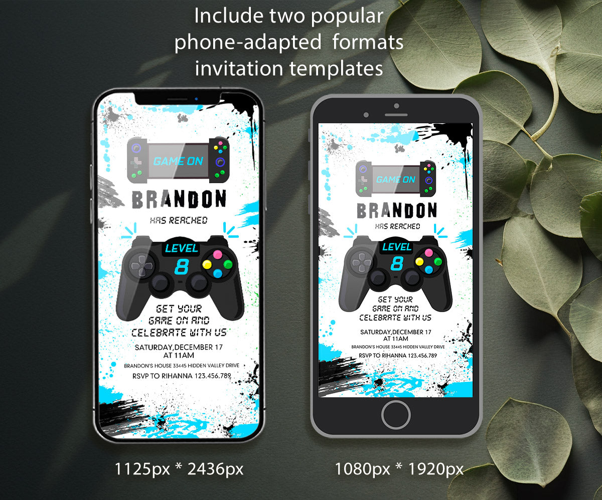 Gamer Party customizable invitation template | Share or Print | boy | JF611