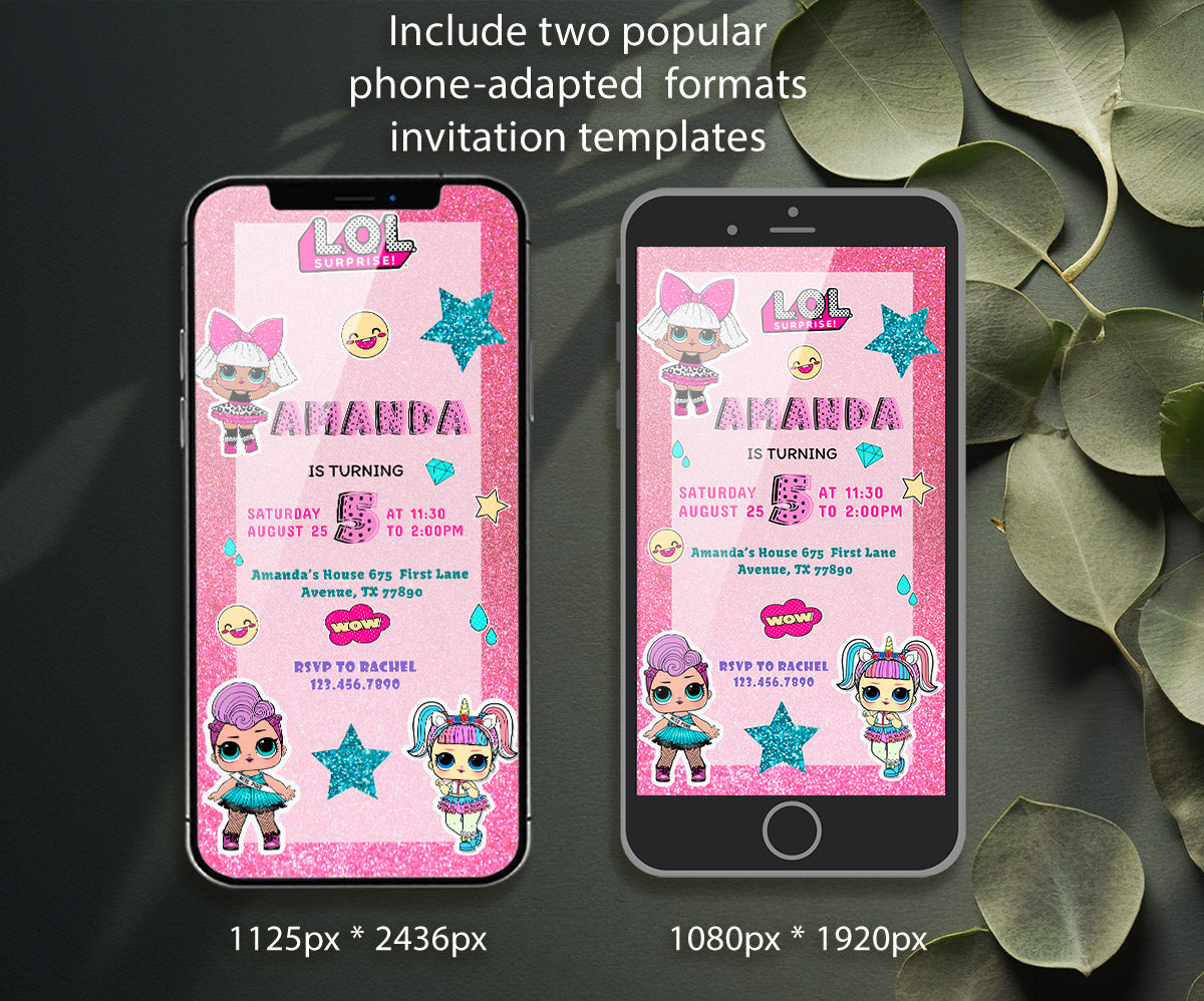 LOL Surprise Dolls customizable invitation template | Share or Print | girl | PC912