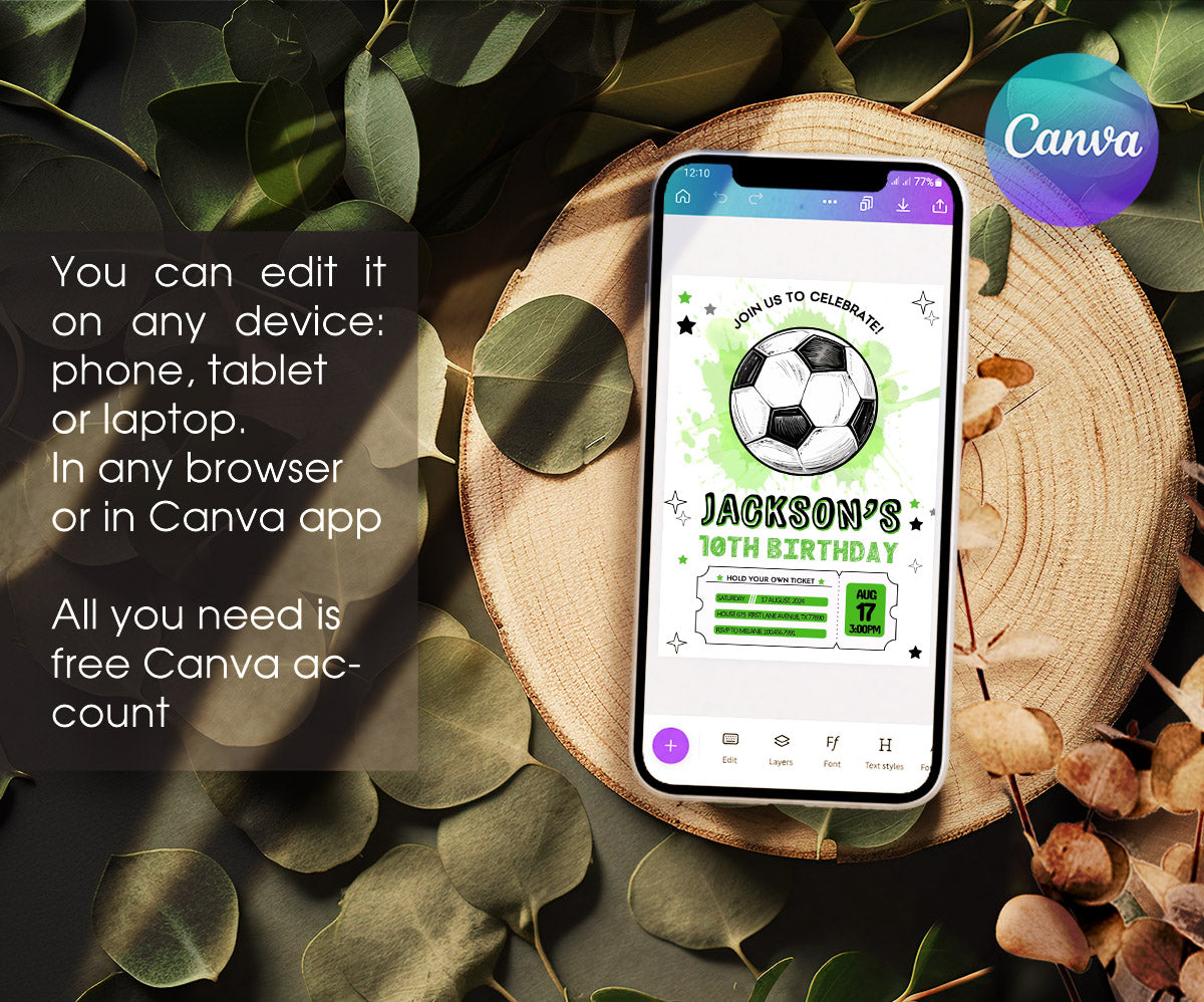 Soccer Champion League FC customizable invitation template | Share or Print | boy | MR970