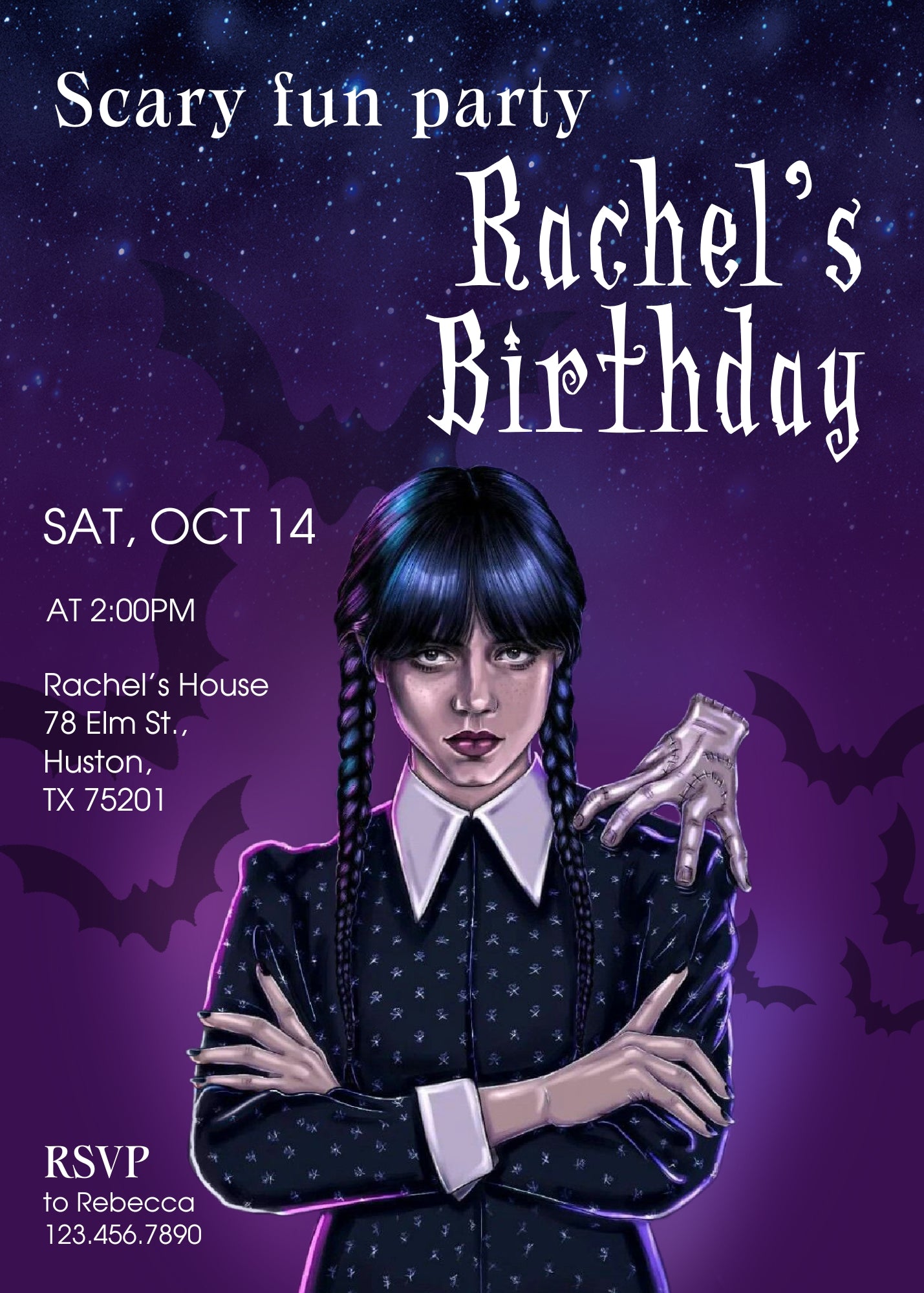 Wednesday Addams customizable invitation template | Share or Print | girl | DT157