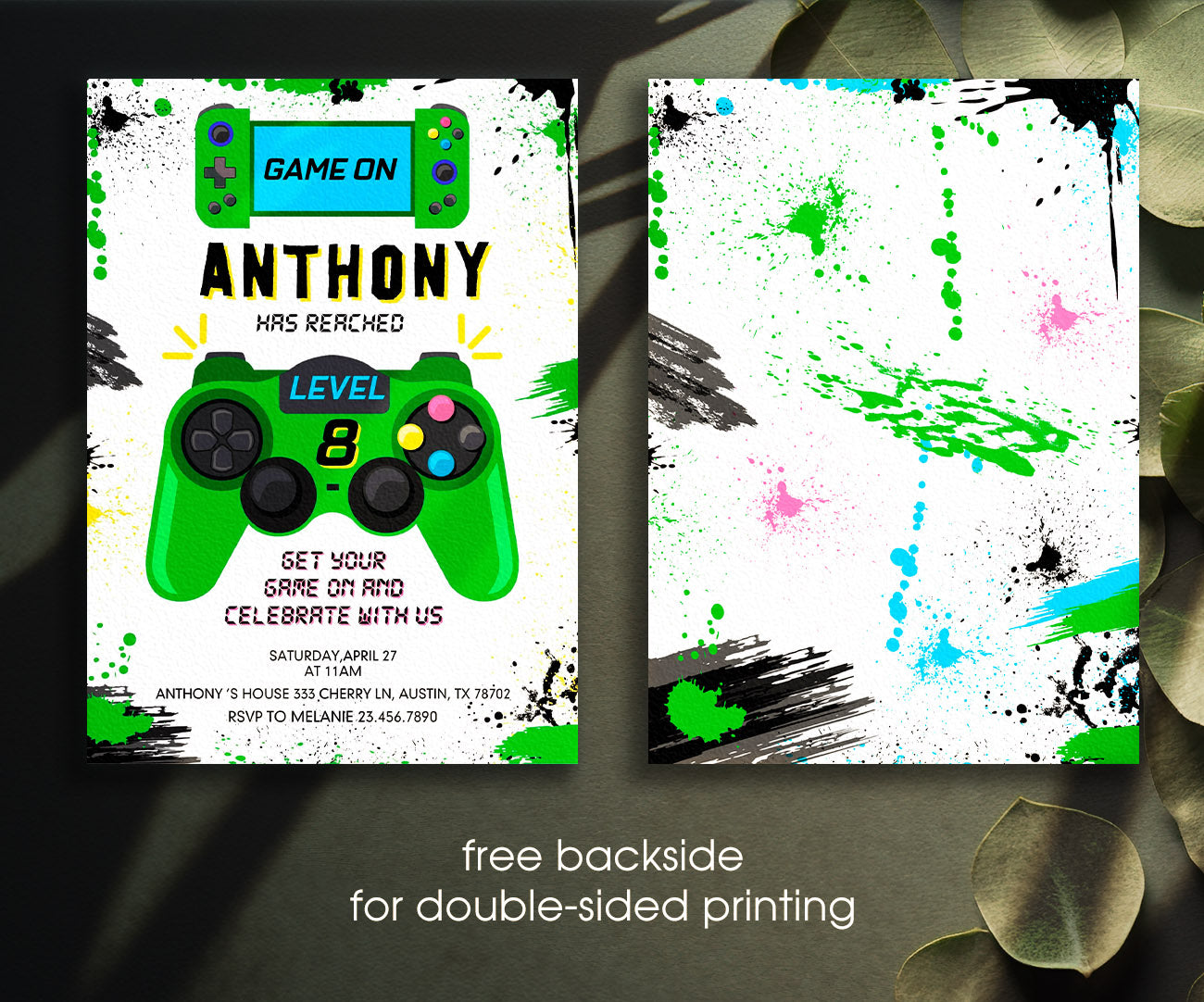 Gamer Party customizable invitation template | Share or Print | boy | KT061