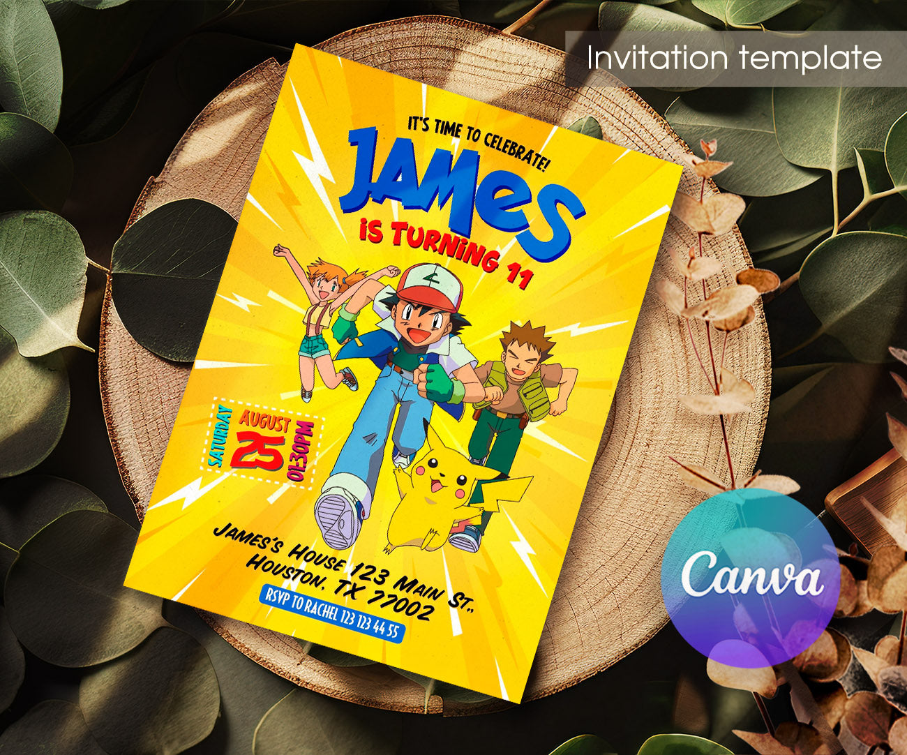 Pokemon Pikachu customizable invitation template | Share or Print | II247