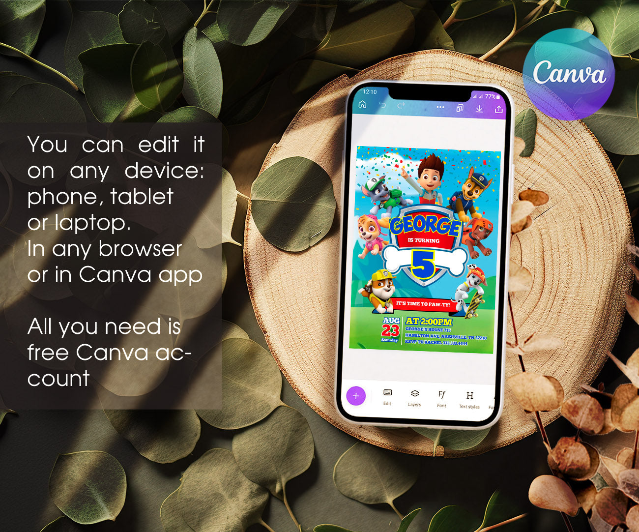 PAW Patrol customizable invitation template | Share or Print | PY830