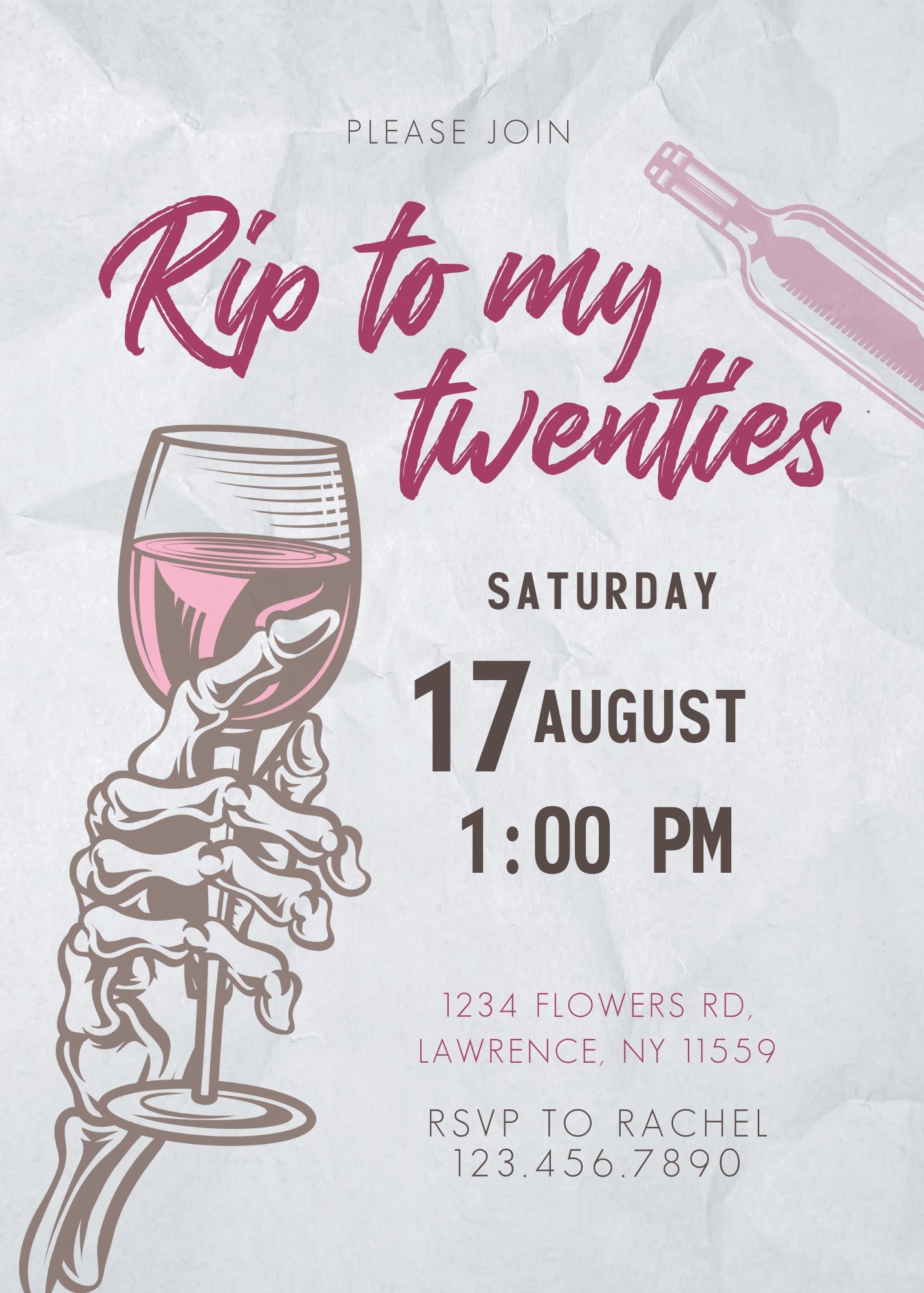 Rip Twenties Birthday customizable invitation template | Share or Print | DL655