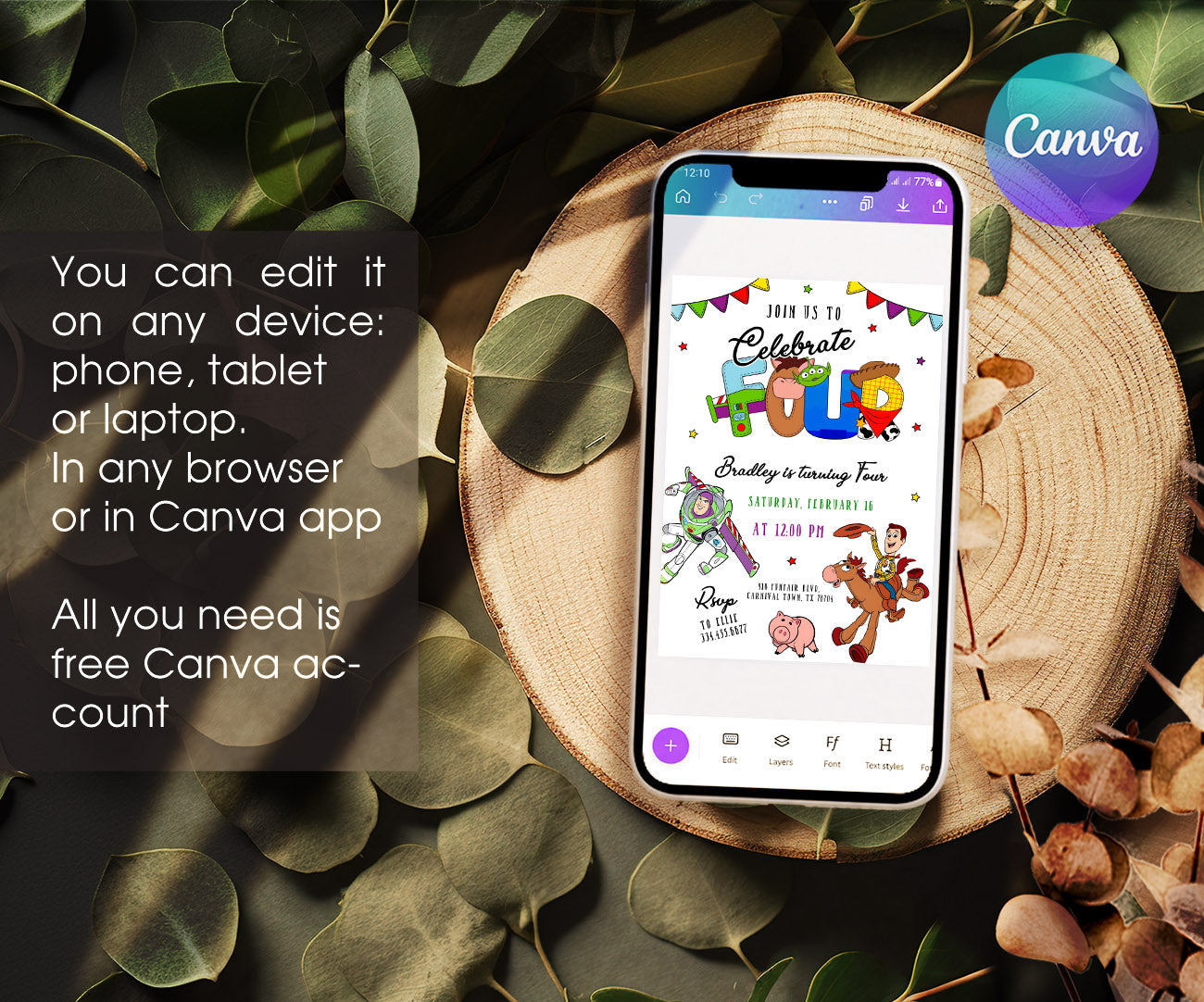 Toy Story Woody customizable invitation template | Share or Print | FT248