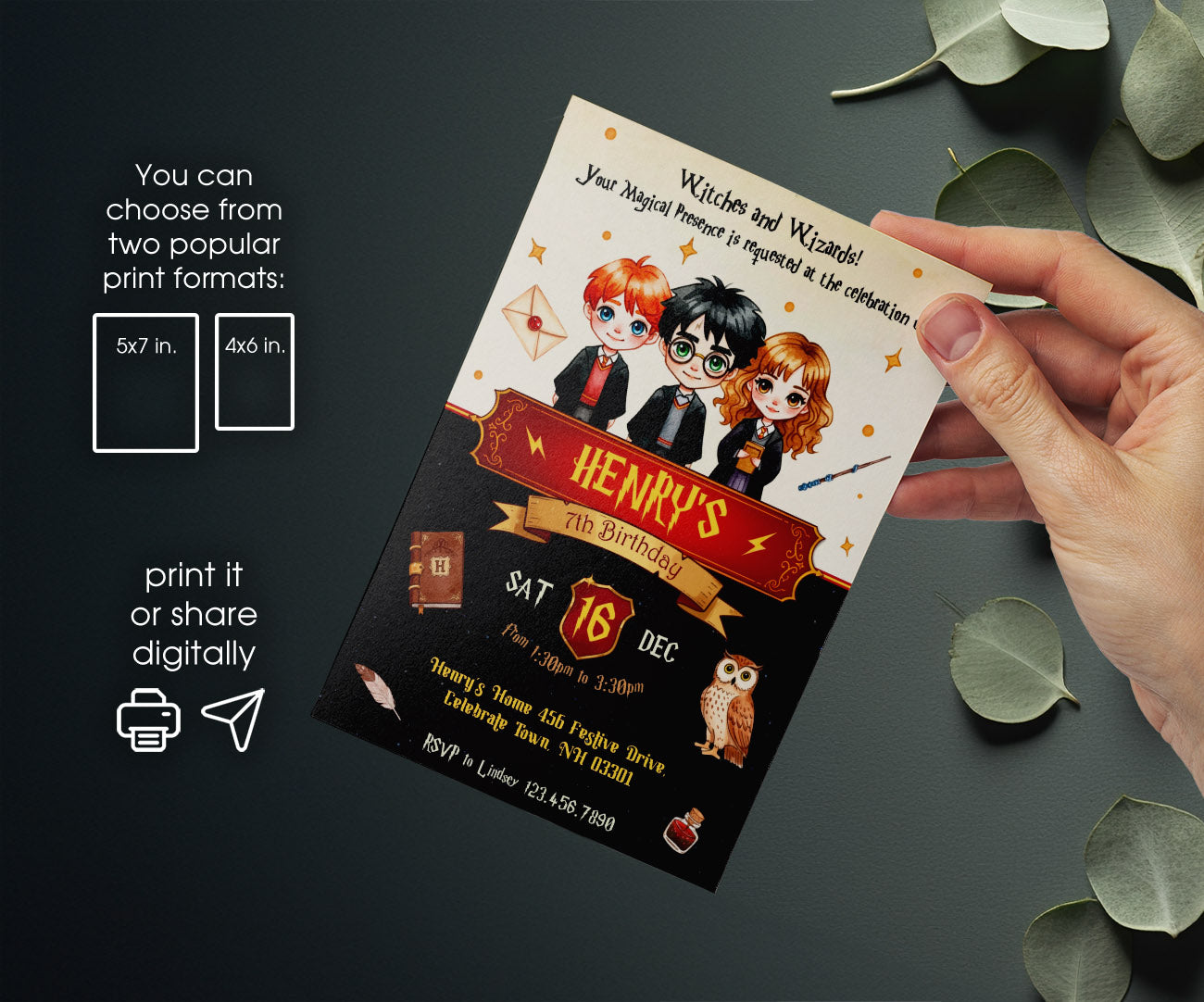 Harry Potter customizable invitation template | Share or Print | GL846