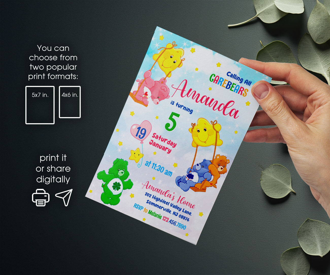 Care Bears customizable invitation template | Share or Print | XC384