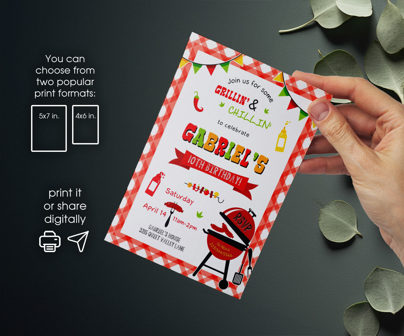 Grill Chill Bbq customizable invitation template | Share or Print | TF566