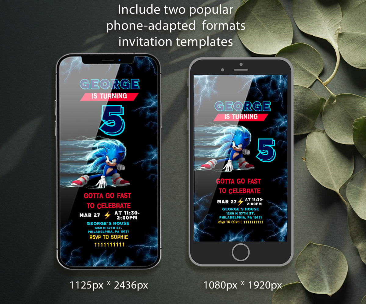 Sonic the Hedgehog customizable invitation template | Share or Print | ZP410
