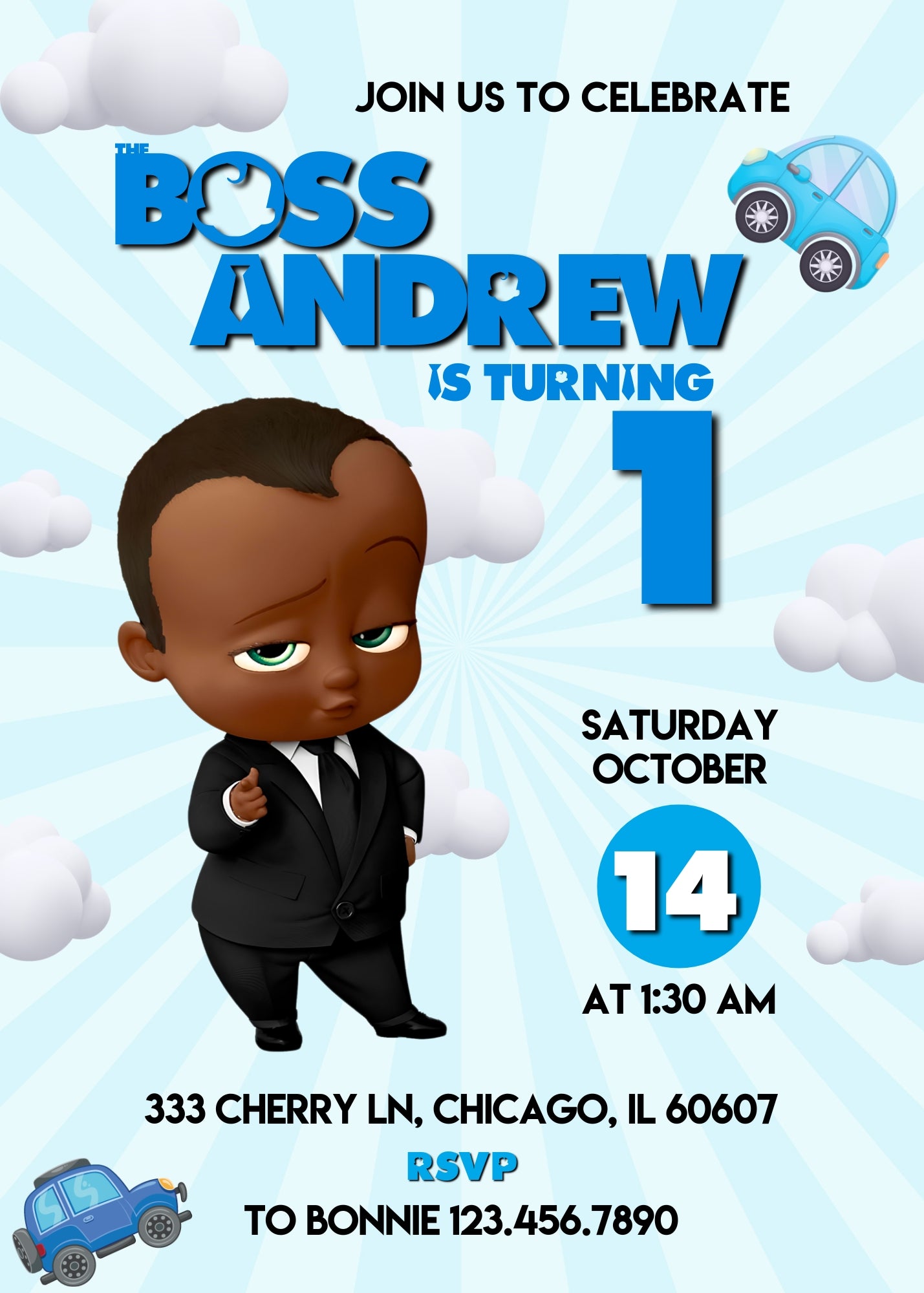 Baby Boss customizable invitation template | Share or Print | boy | AJ183