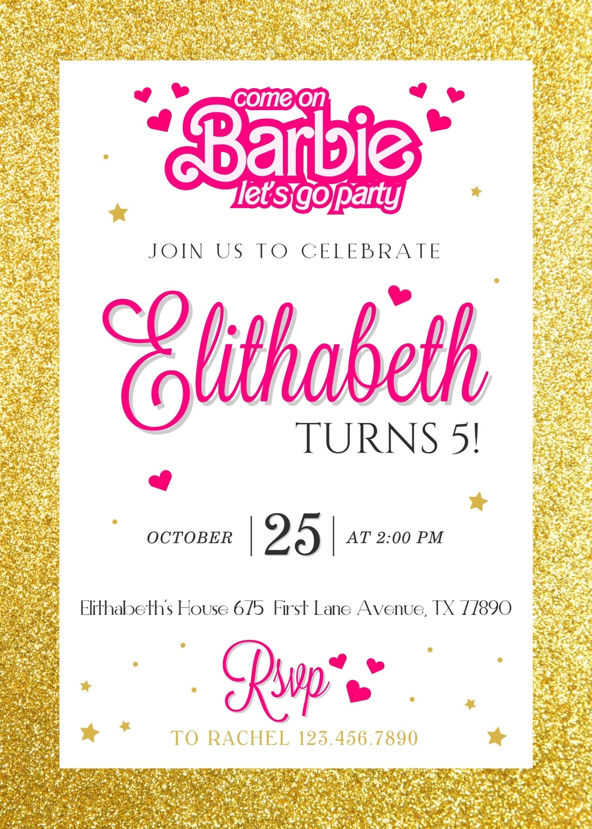 Barbie Pink customizable invitation template | Share or Print | girl | AX085