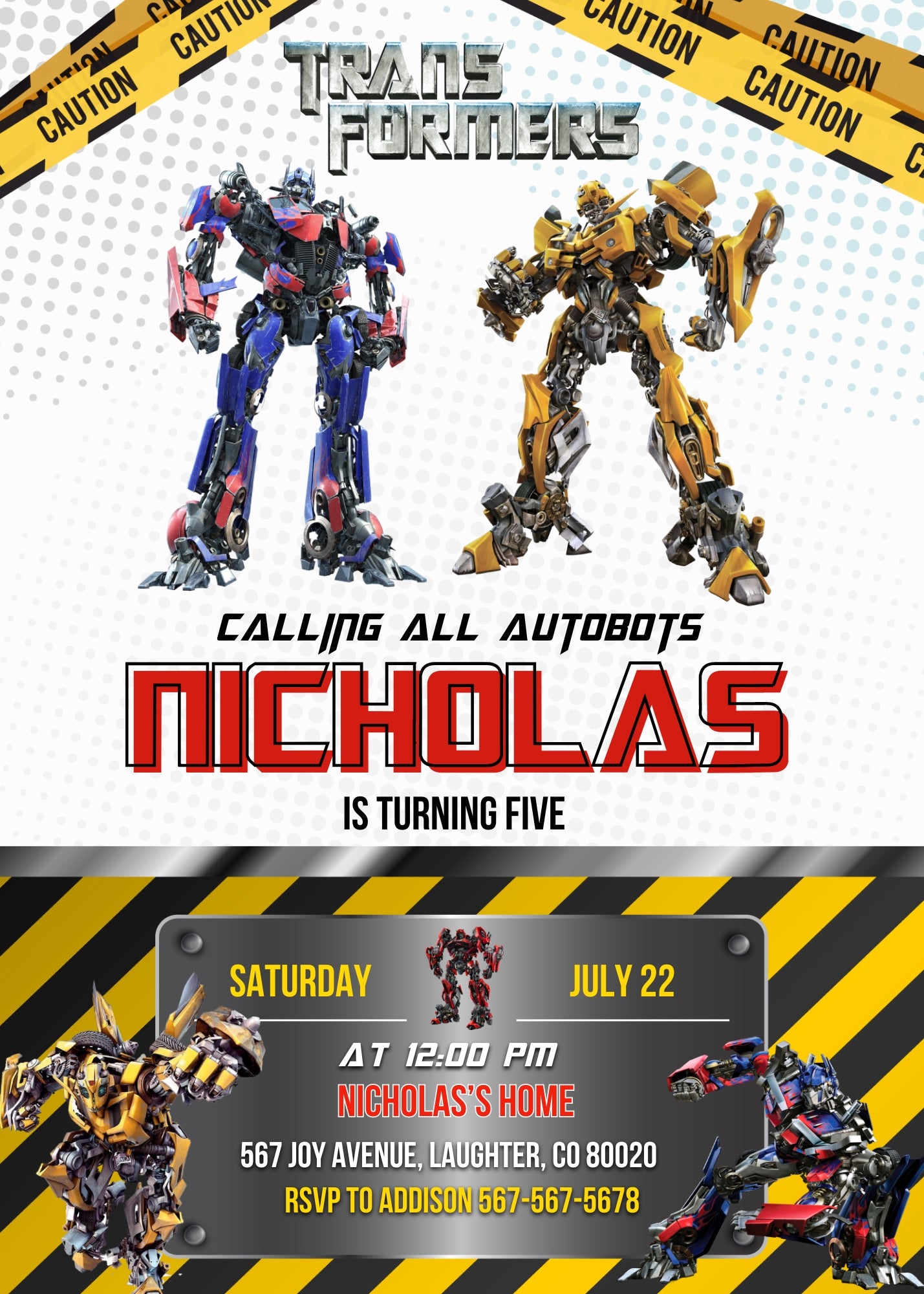 Transformers Rescue Bots customizable invitation template | Share or Print | boy | XC075