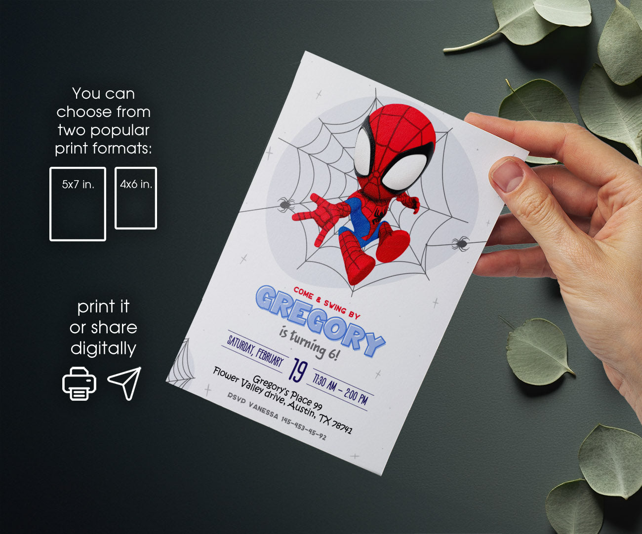 Spidey and His Amazing Friends customizable invitation template | Share or Print | boy | WM444