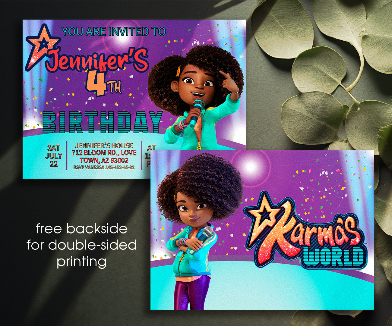 Karma's World customizable invitation template | Share or Print | girl | OY434