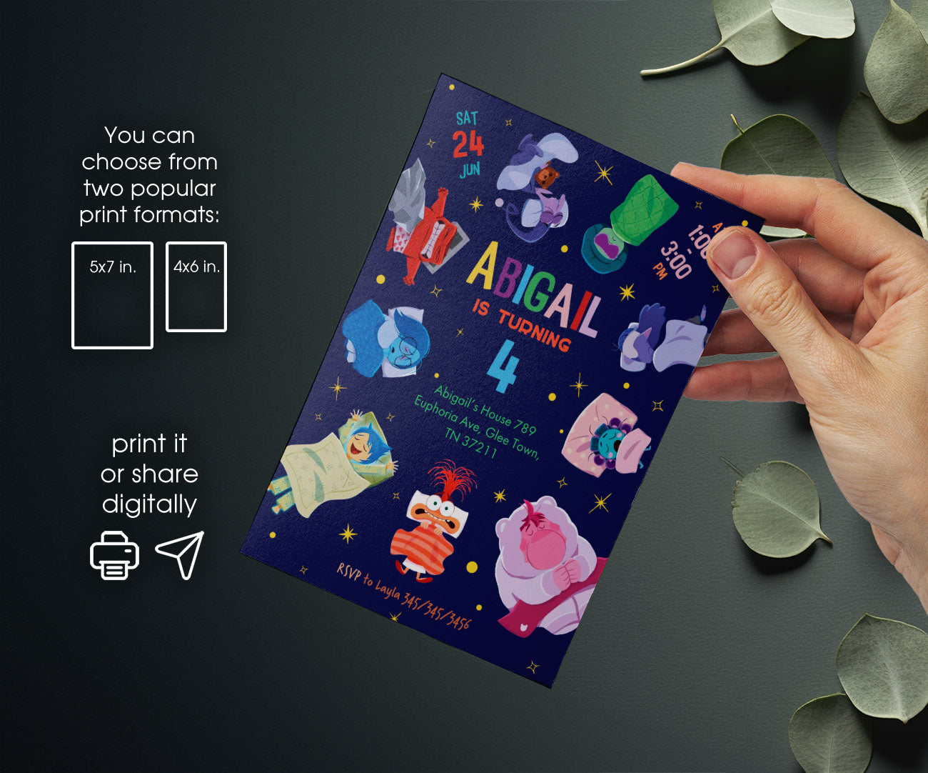 Inside Out 2 customizable invitation template | Share or Print | UP086