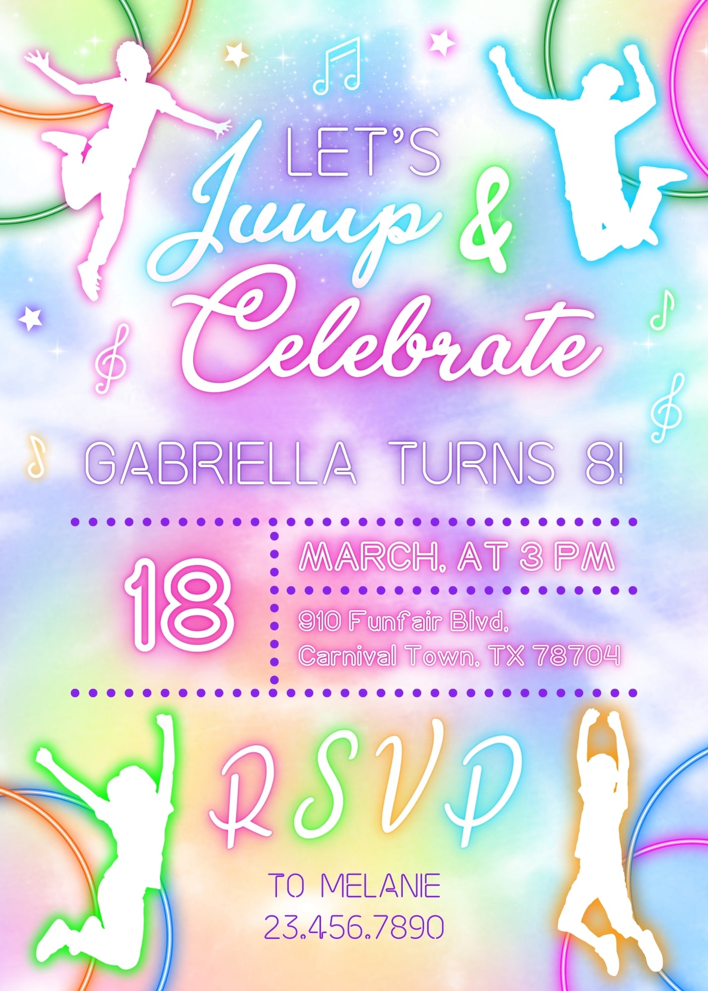 Trampoline Jump Party customizable invitation template | Share or Print | AG583