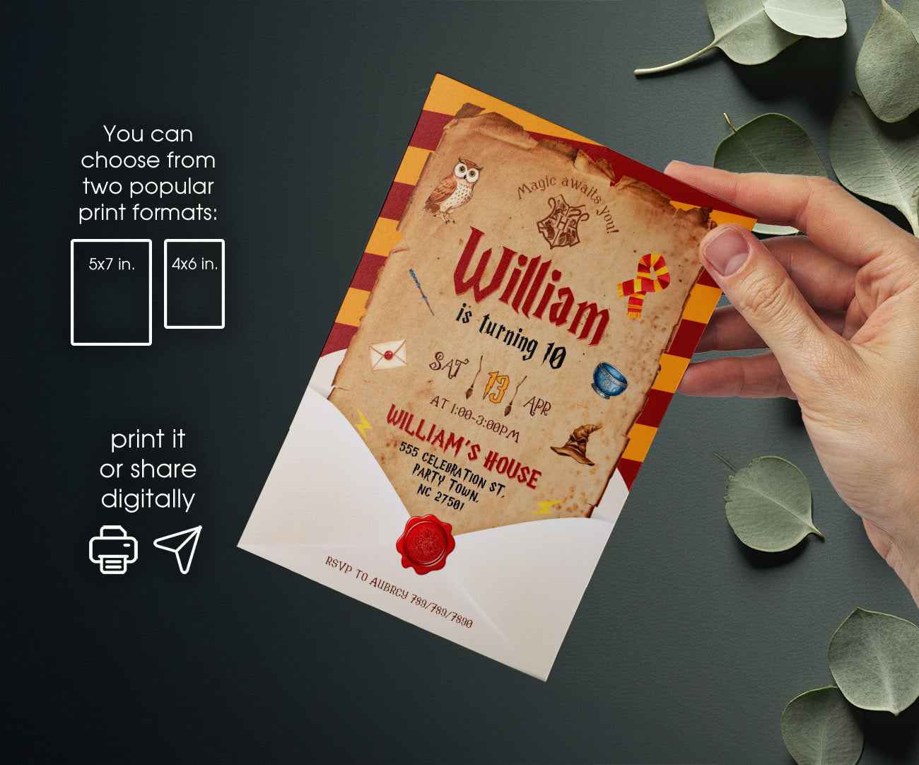 Harry Potter customizable invitation template | Share or Print | XR883