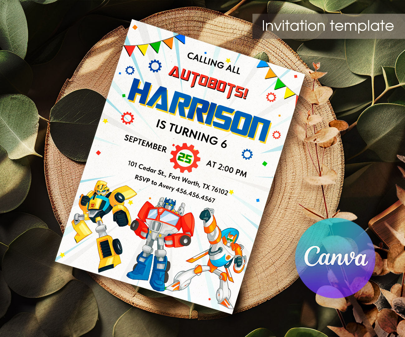 Transformers Rescue Bots customizable invitation template | Share or Print | boy | BQ964