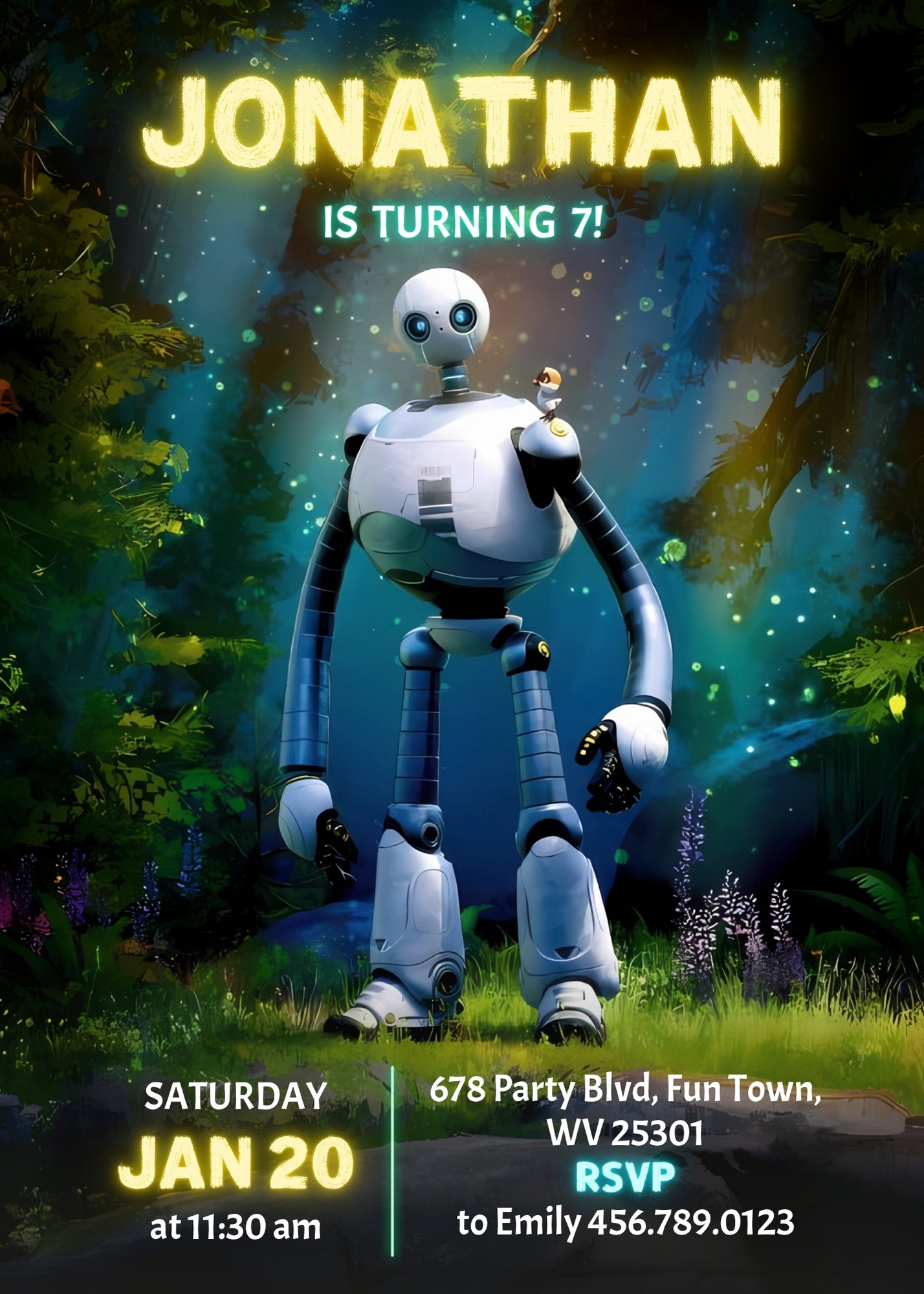 Wild Robot Roz customizable invitation template | Share or Print | BR198