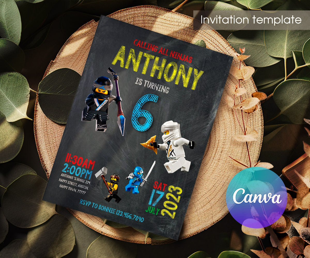 Lego Minifigures customizable invitation template | Share or Print | OF228