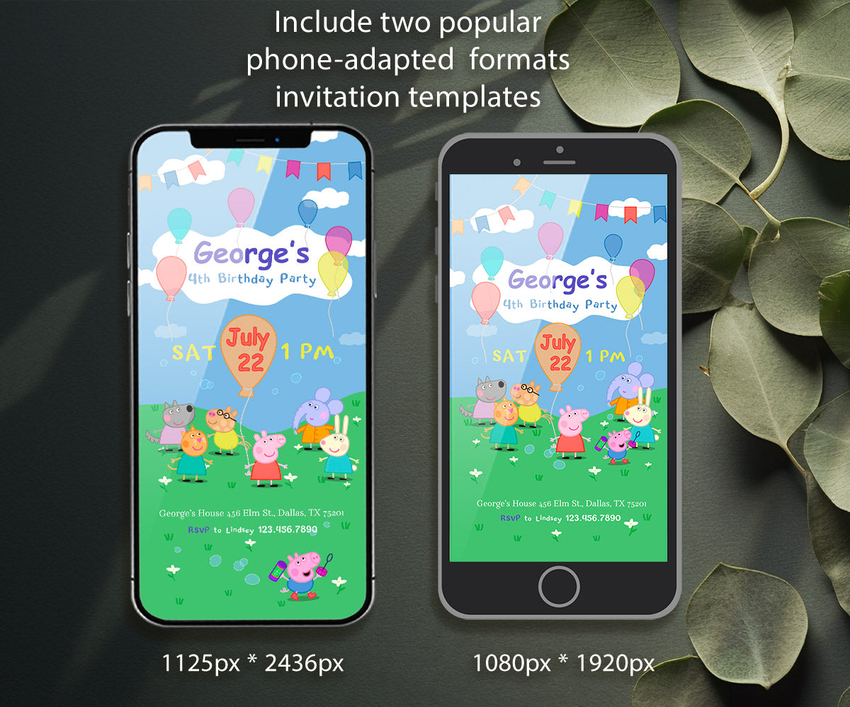 Peppa Pig customizable invitation template | Share or Print | girl | OU490