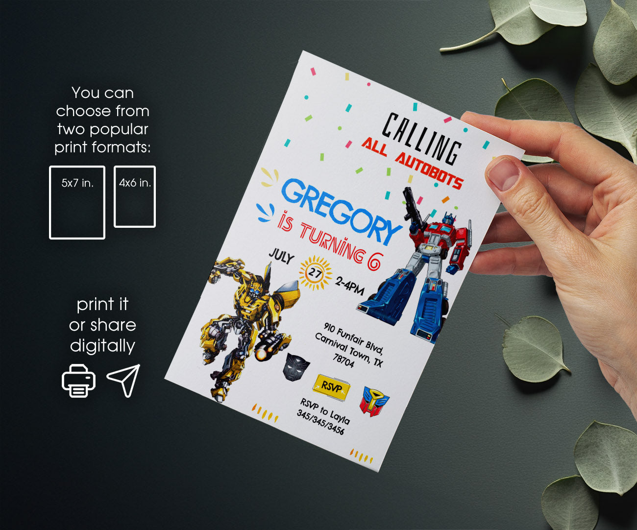 Transformers Rescue Bots customizable invitation template | Share or Print | boy | ZF186