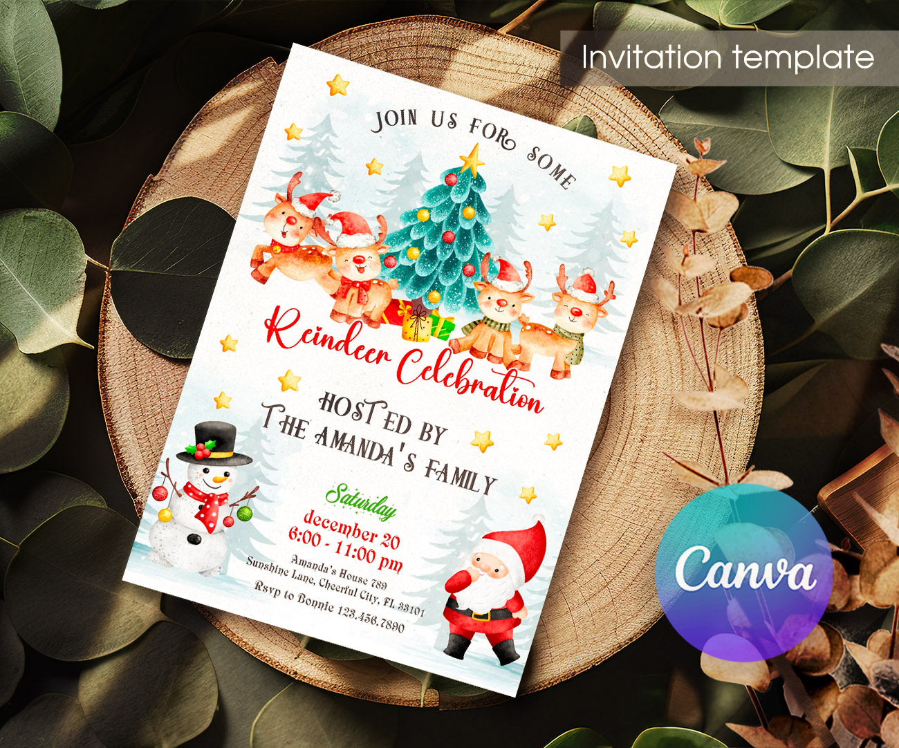 Rudolph the Red-Nosed Reindeer customizable invitation template | Share or Print | IG536