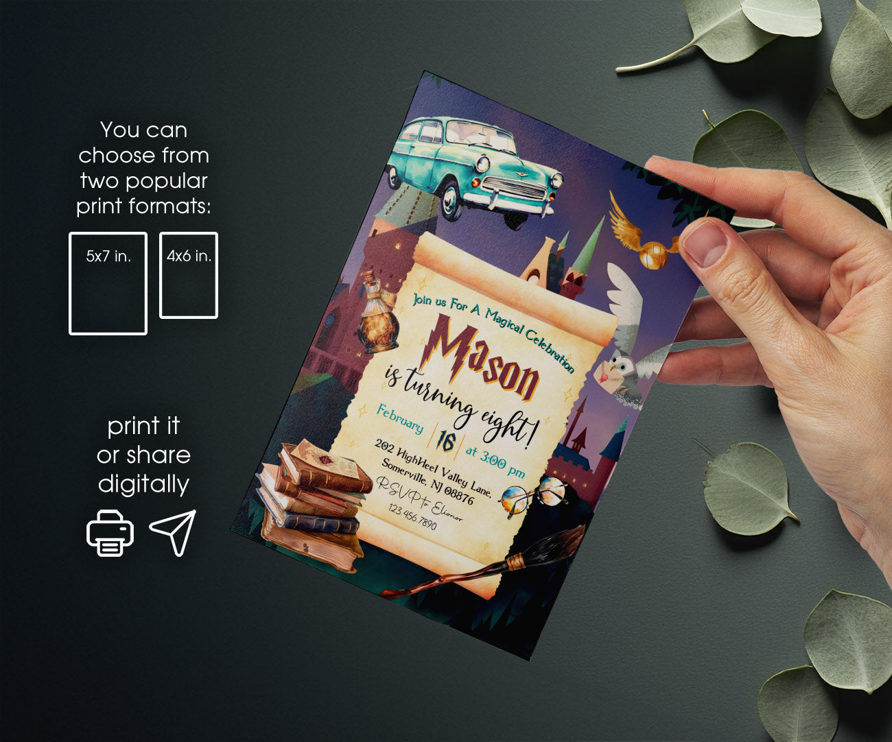 Harry Potter customizable invitation template | Share or Print | JU905
