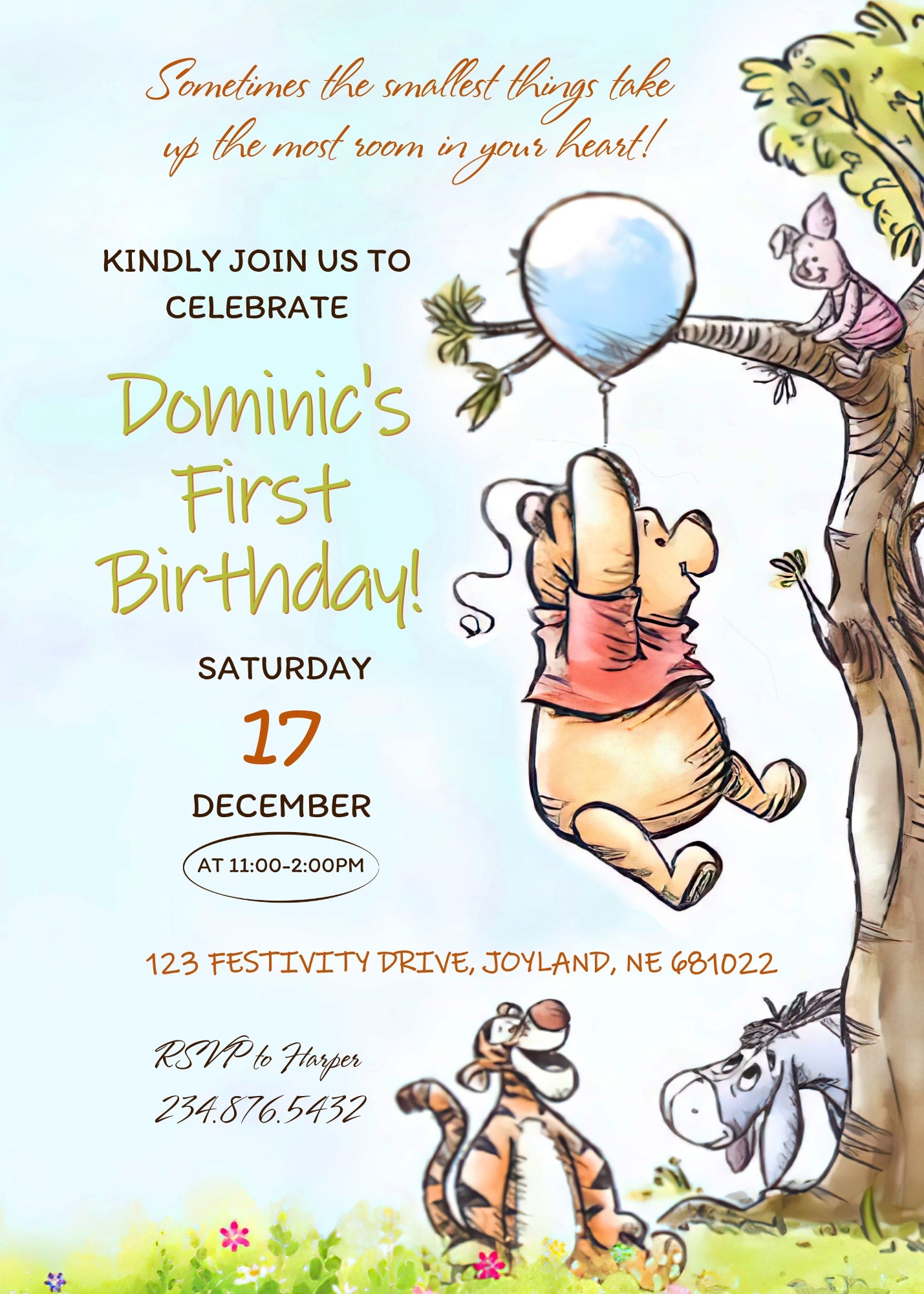 Winnie the Pooh customizable invitation template | Share or Print | BC103