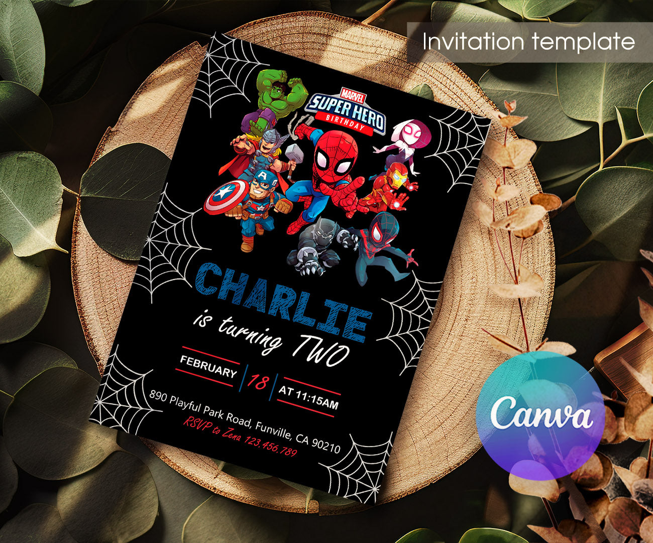 Spidey and His Amazing Friends customizable invitation template | Share or Print | boy | KT245