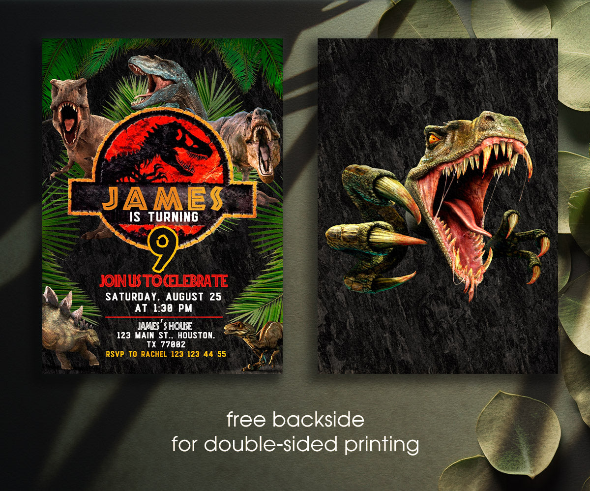 Jurassic Park Dinosaur customizable invitation template | Share or Print | NI728