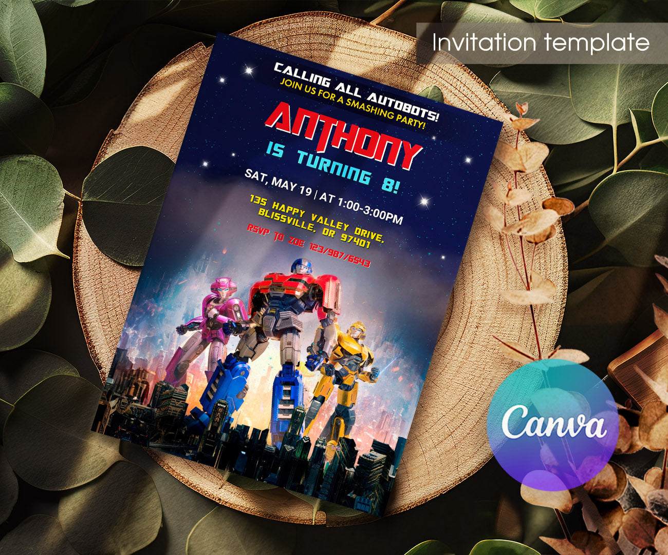 Transformers One Rescue Bots customizable invitation template | Share or Print | boy | BR338