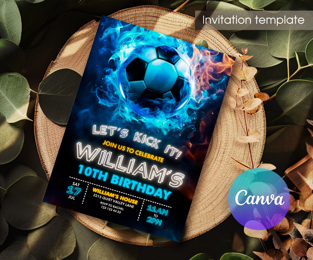 Soccer Champion League FC customizable invitation template | Share or Print | boy | ET726