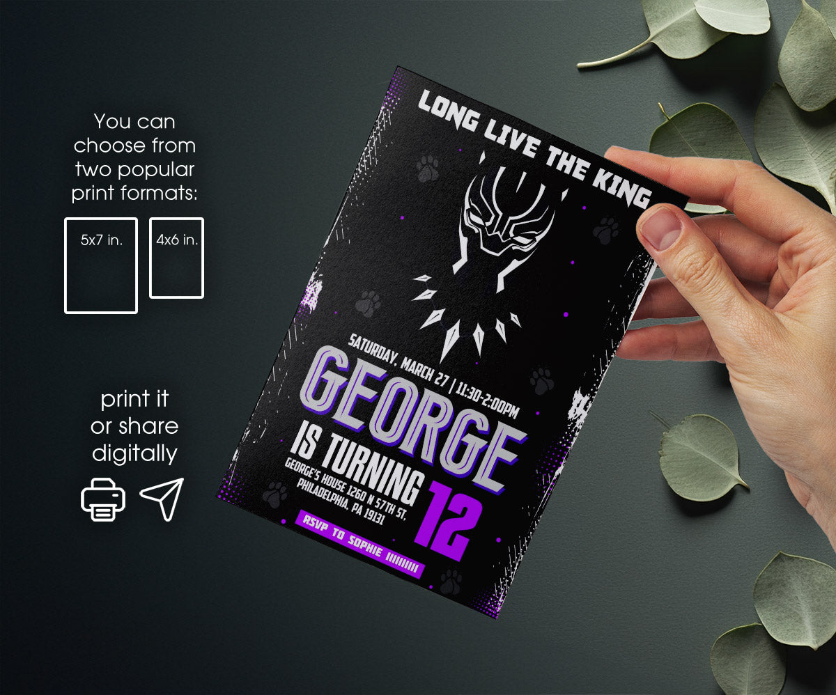 Black Panther Superhero Marvel customizable invitation template | Share or Print | boy | IG696