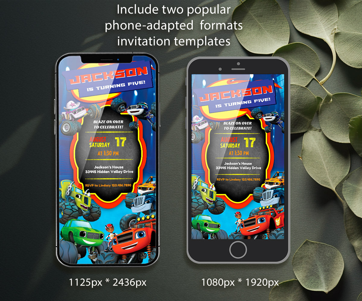 Blaze Monster Machines Trucks customizable invitation template | Share or Print | boy | QN768