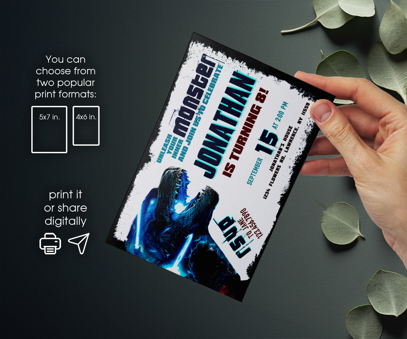 Godzilla and King Kong customizable invitation template | Share or Print | LQ052