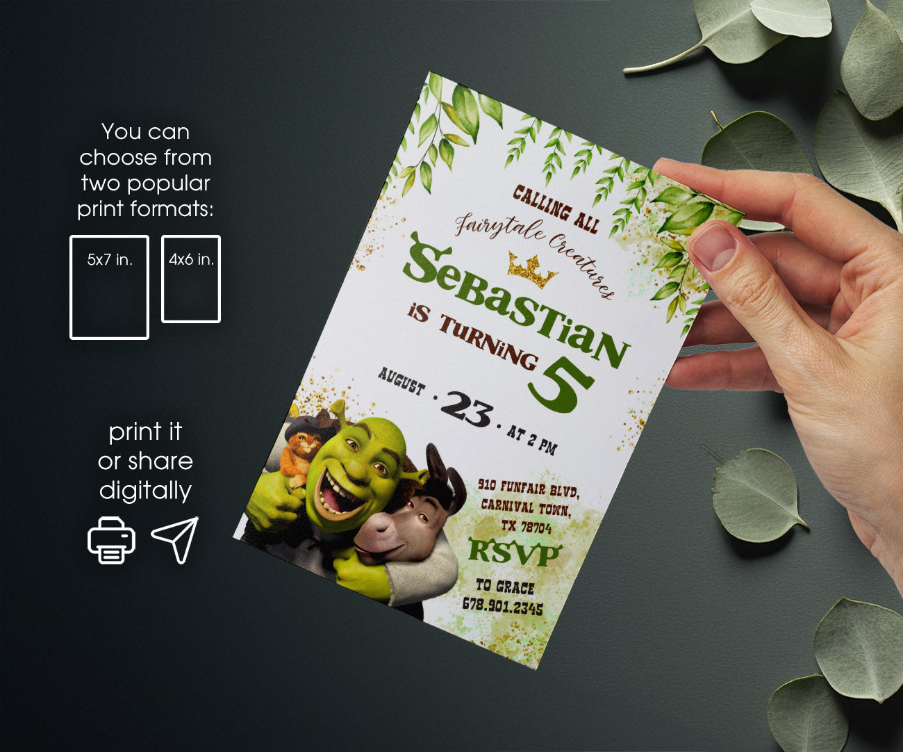 Shrek customizable invitation template | Share or Print | BP338