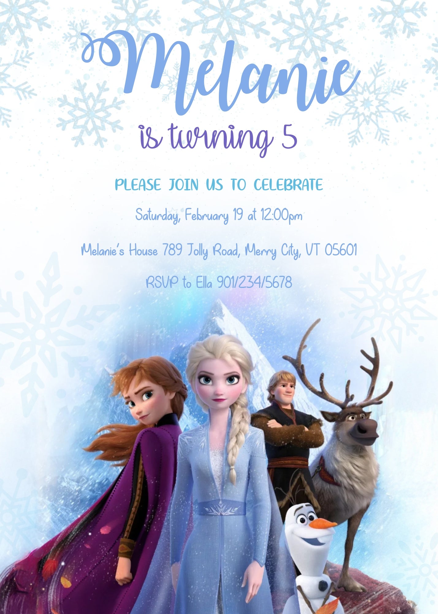 Frozen Elsa customizable invitation template | Share or Print | girl | RY778
