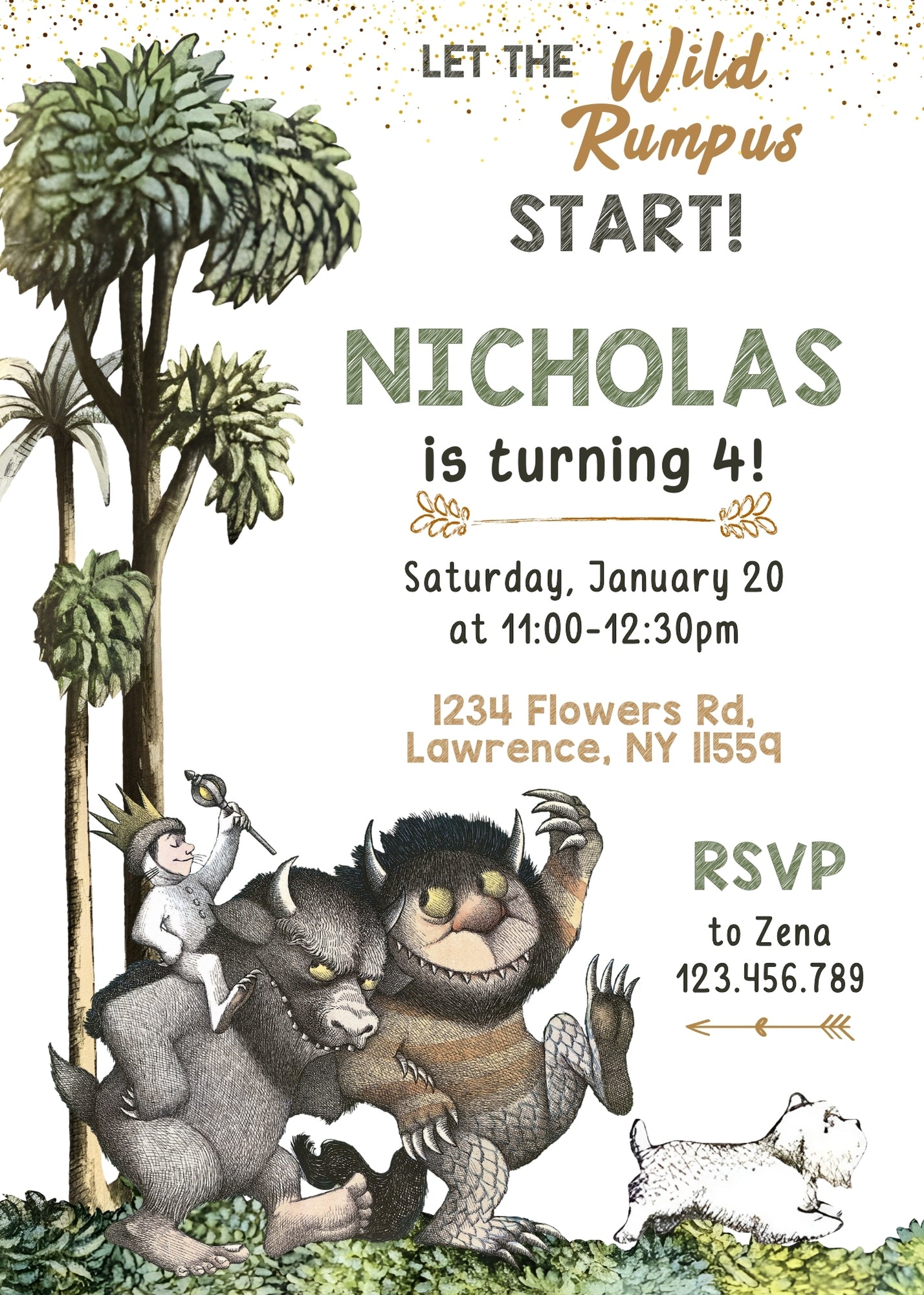 Where The Wild Things Are Maurice Sendak customizable invitation template | Share or Print | AX647