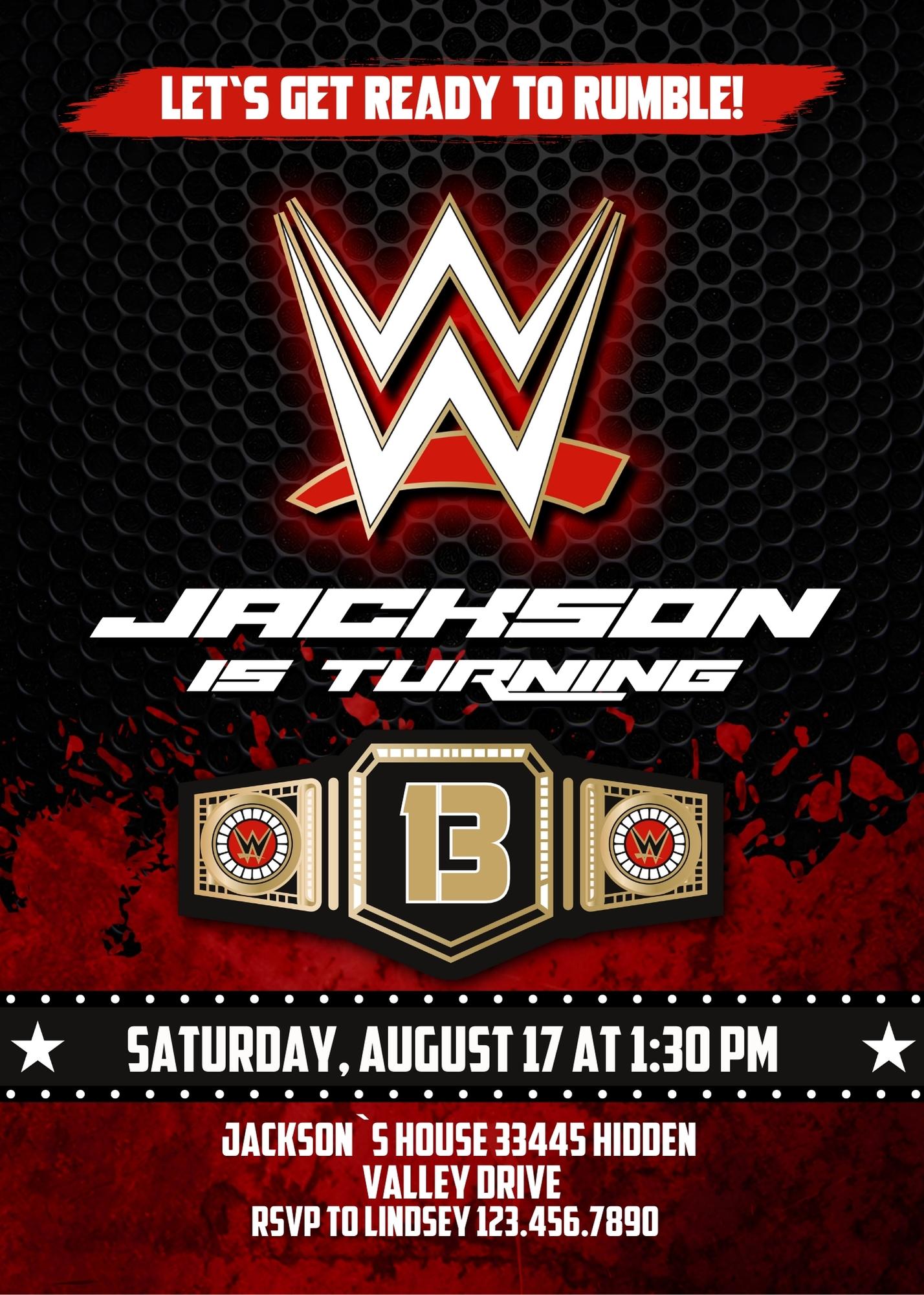 Wrestling WWE WrestleMania customizable invitation template | Share or Print | boy | NS868