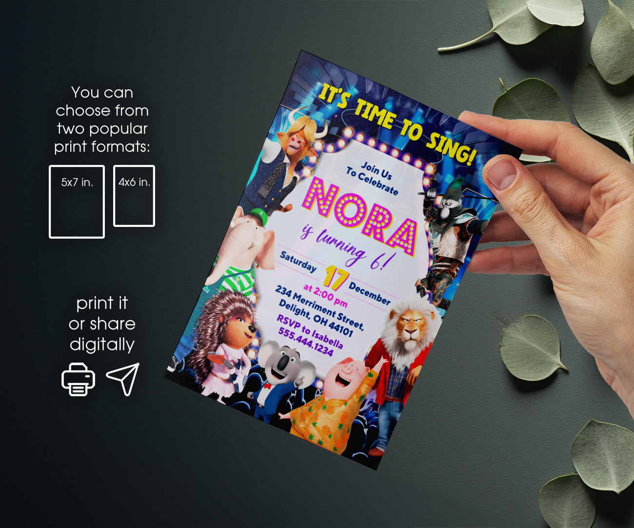 Sing Two Karaoke customizable invitation template | Share or Print | YP137