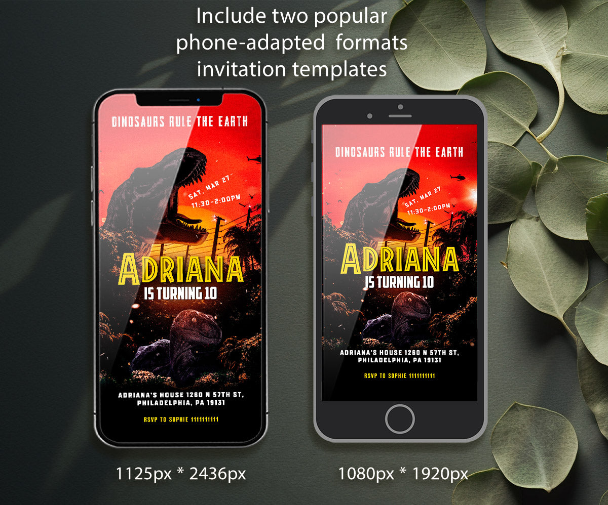 Jurassic World Dinosaur customizable invitation template | Share or Print | HM042