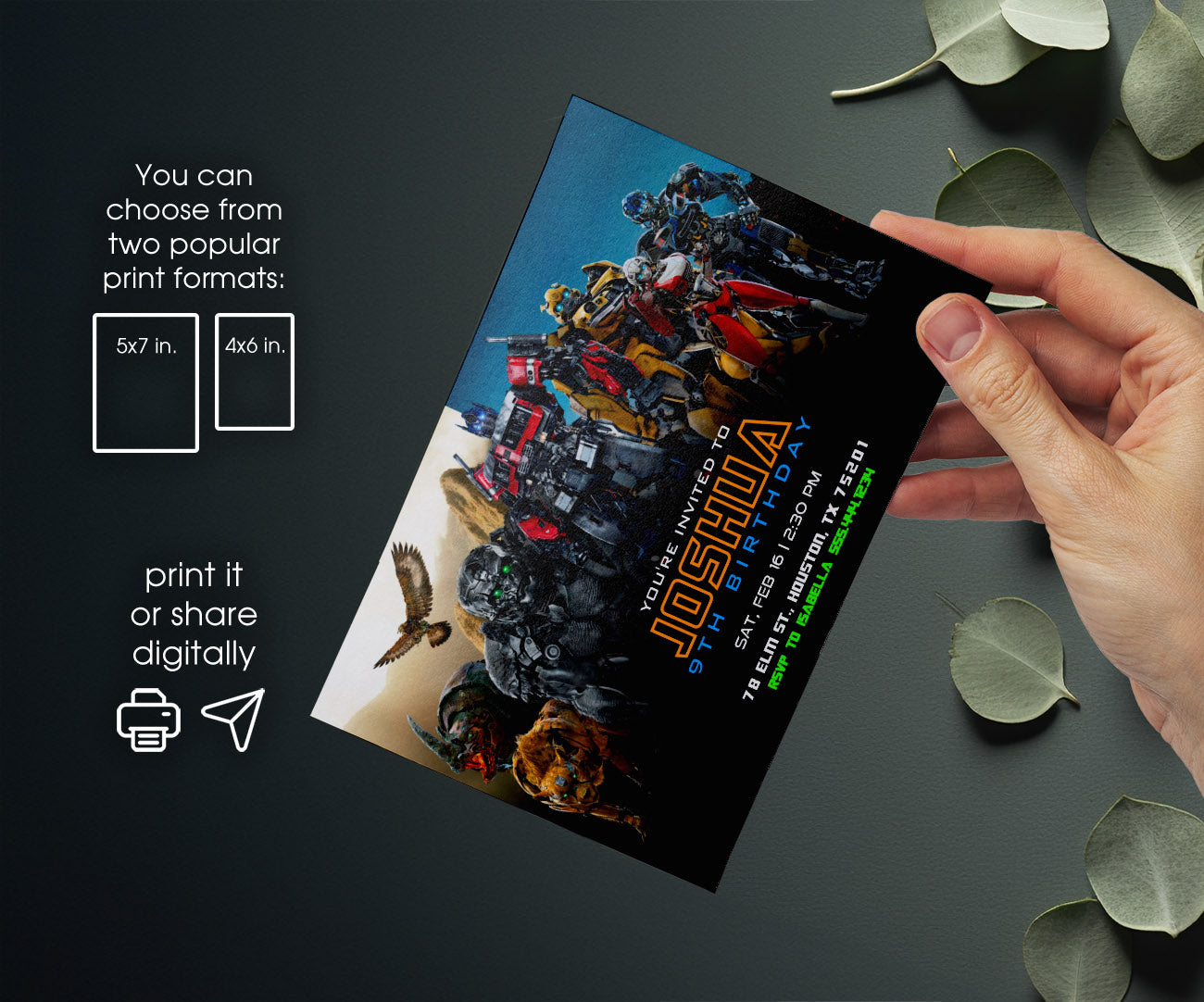Transformers Rescue Bots customizable invitation template | Share or Print | boy | TP309