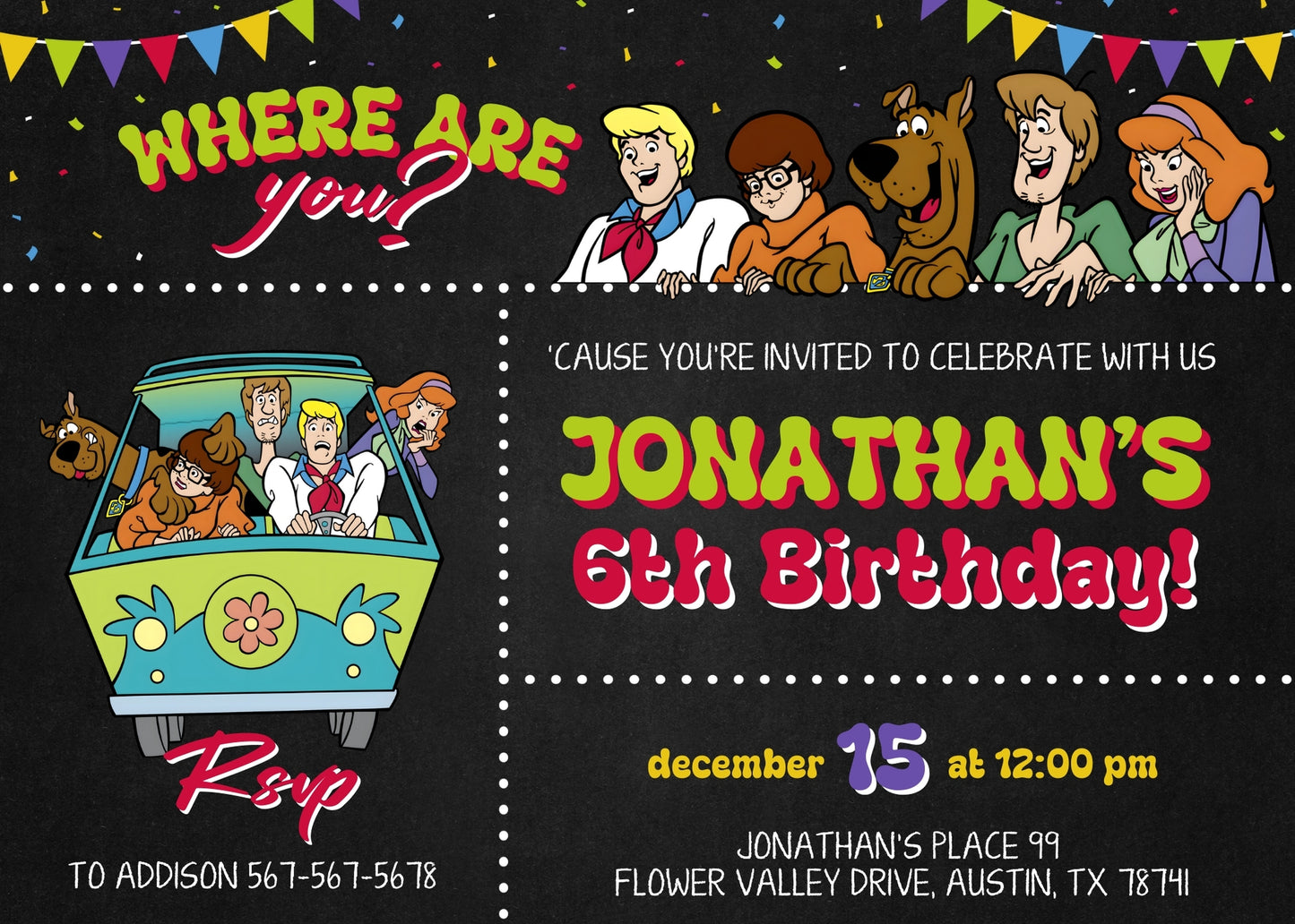 Scooby-Doo customizable invitation template | Share or Print | RY148