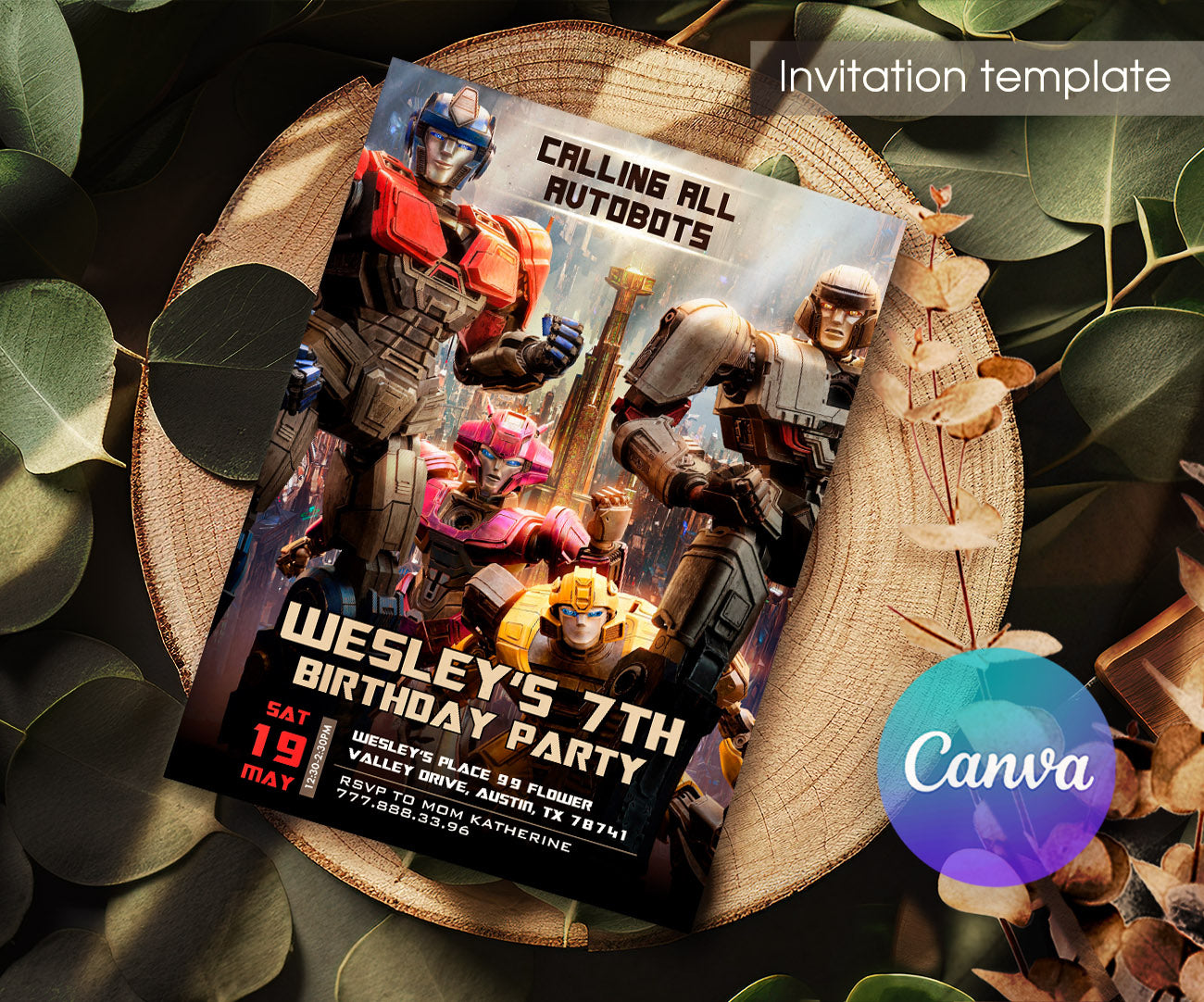Transformers One Rescue Bots customizable invitation template | Share or Print | boy | XW256