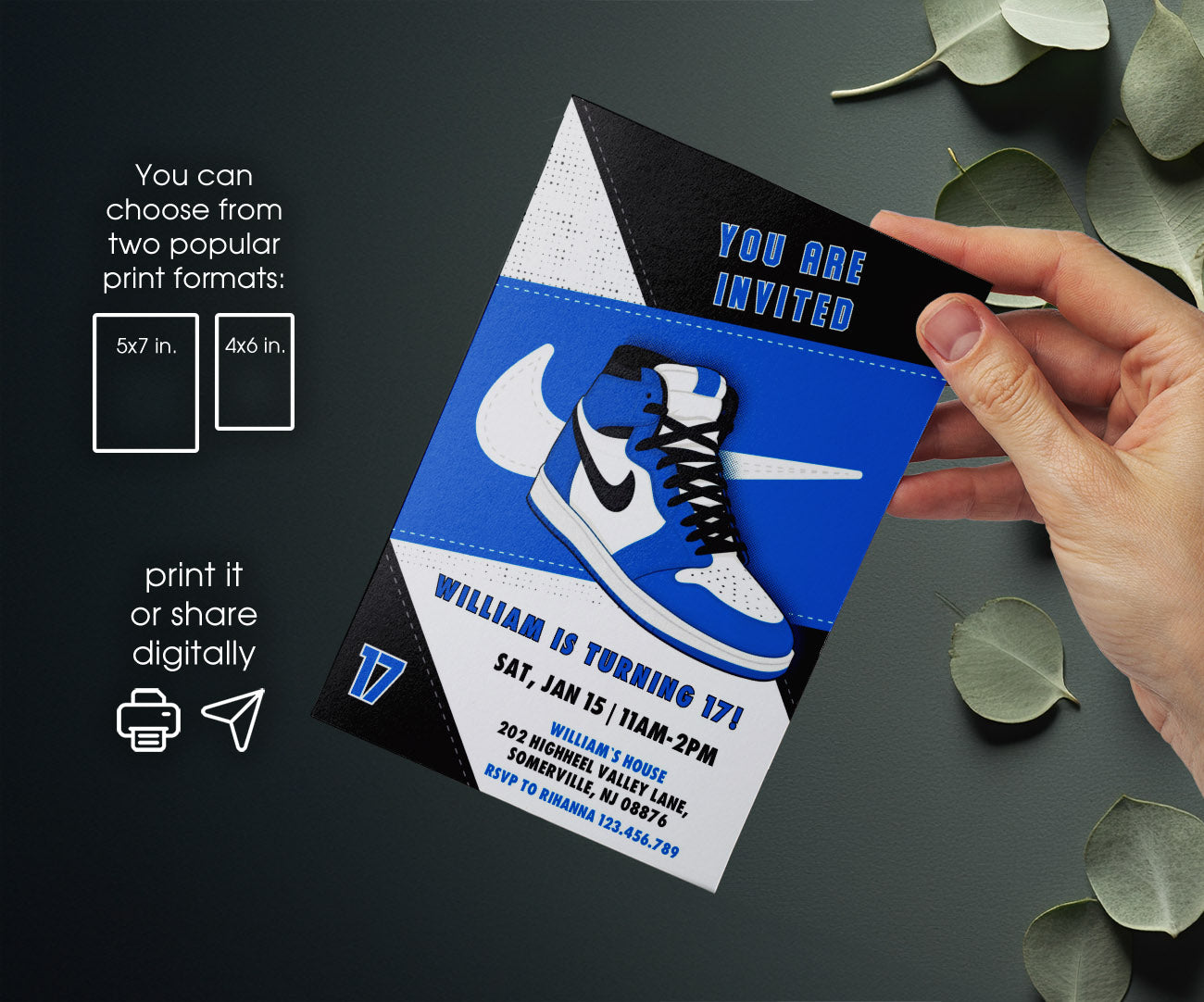 Sneaker Ball Air Jordan Nike customizable invitation template | Share or Print | RH542